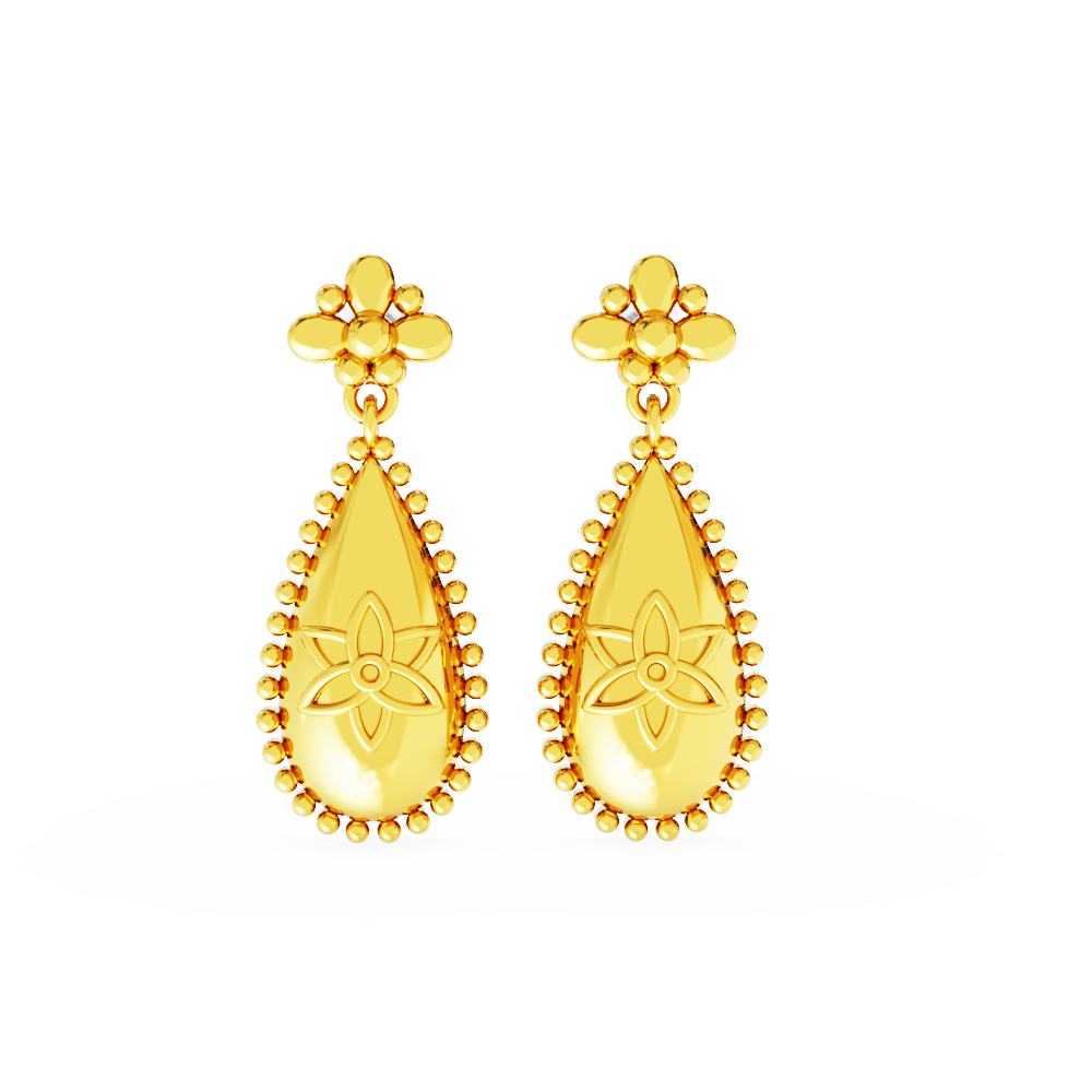 Gold Earrings  Plain Floral Design Stud Drops 0112  SPE GOLD  Online  Gold Jewellery Shopping Store in Poonamallee