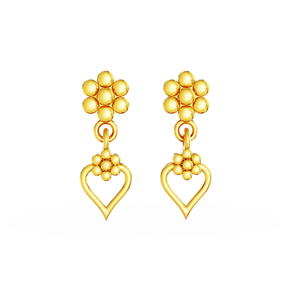 Gold-Earrings-Plain-Floral-Design-Stud-Drops-01-04