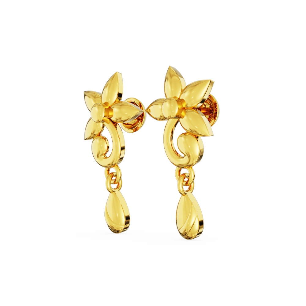 Best-Gold-Earrings-Plain-Floral-Design-Stud-Drops-01-08