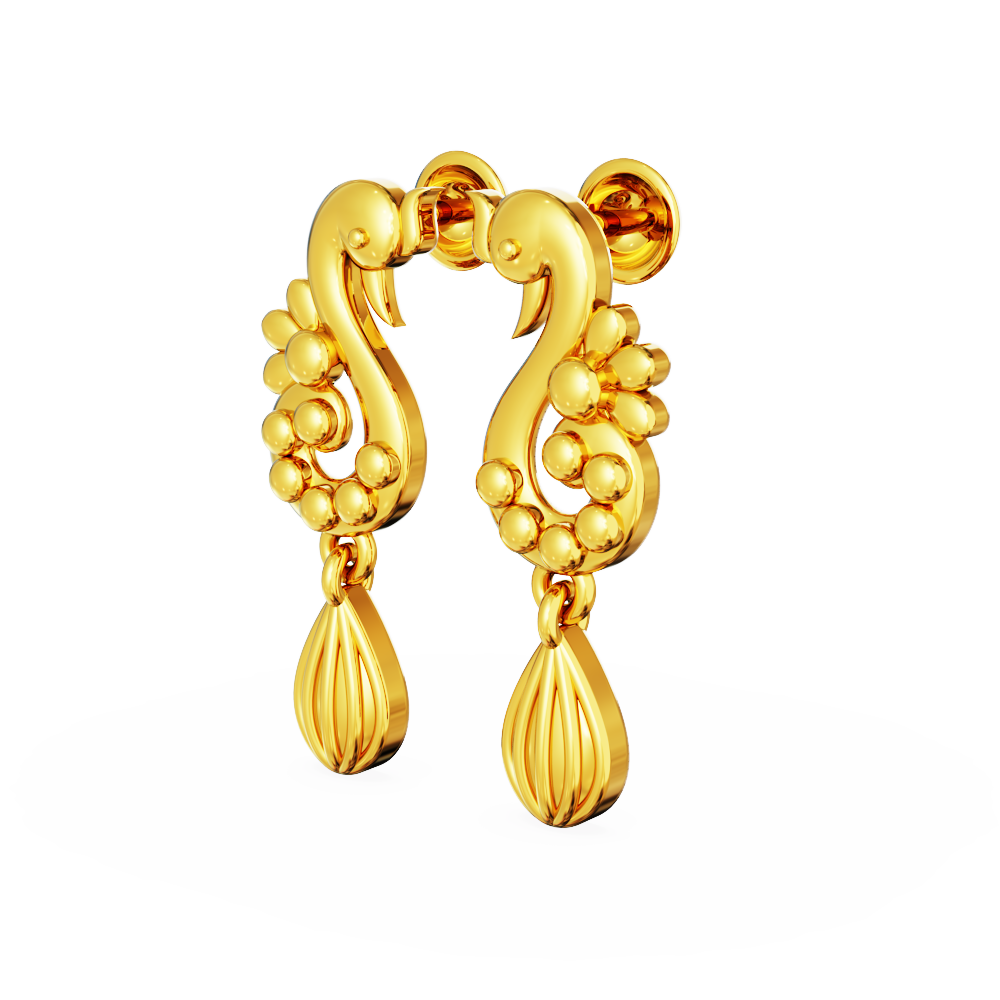 Gold peacock earrings studs Online Plain Peacock Design Stud Drops 01-02