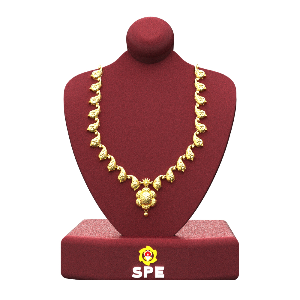 Traditional Floral Design Gold Haram Online - SPE Gold, Chennai