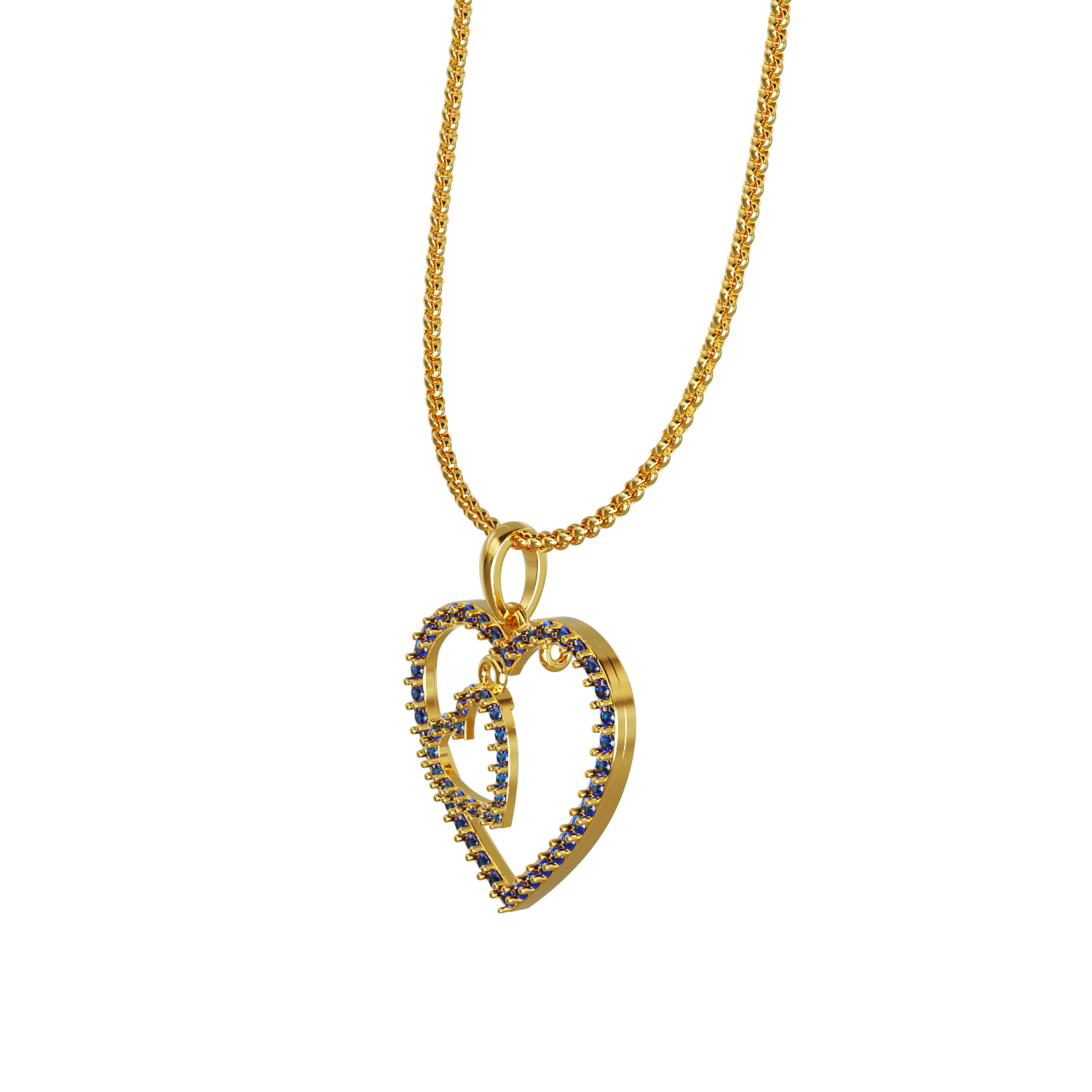 Double-Heart-Design-Gold-Pendant