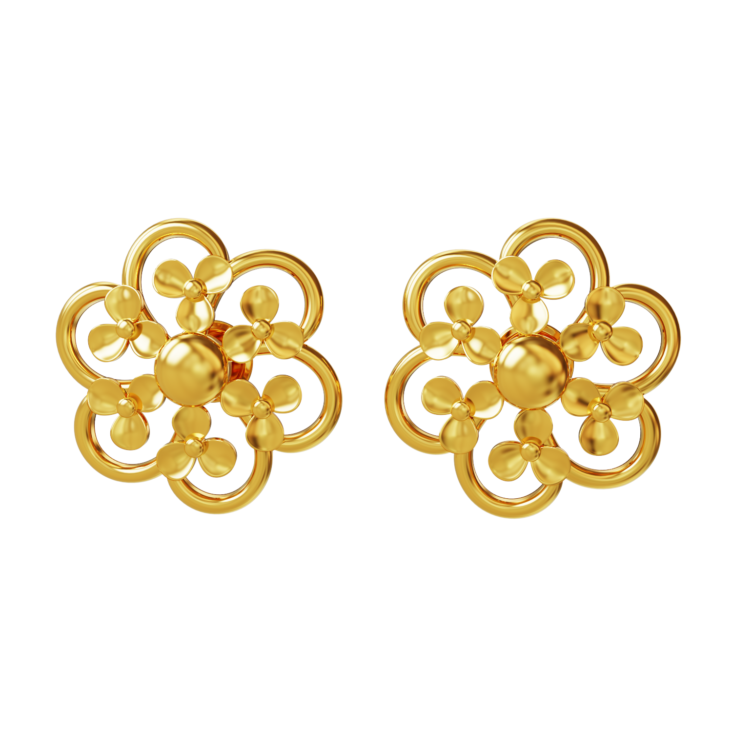Flower-Design-Gold-Earring