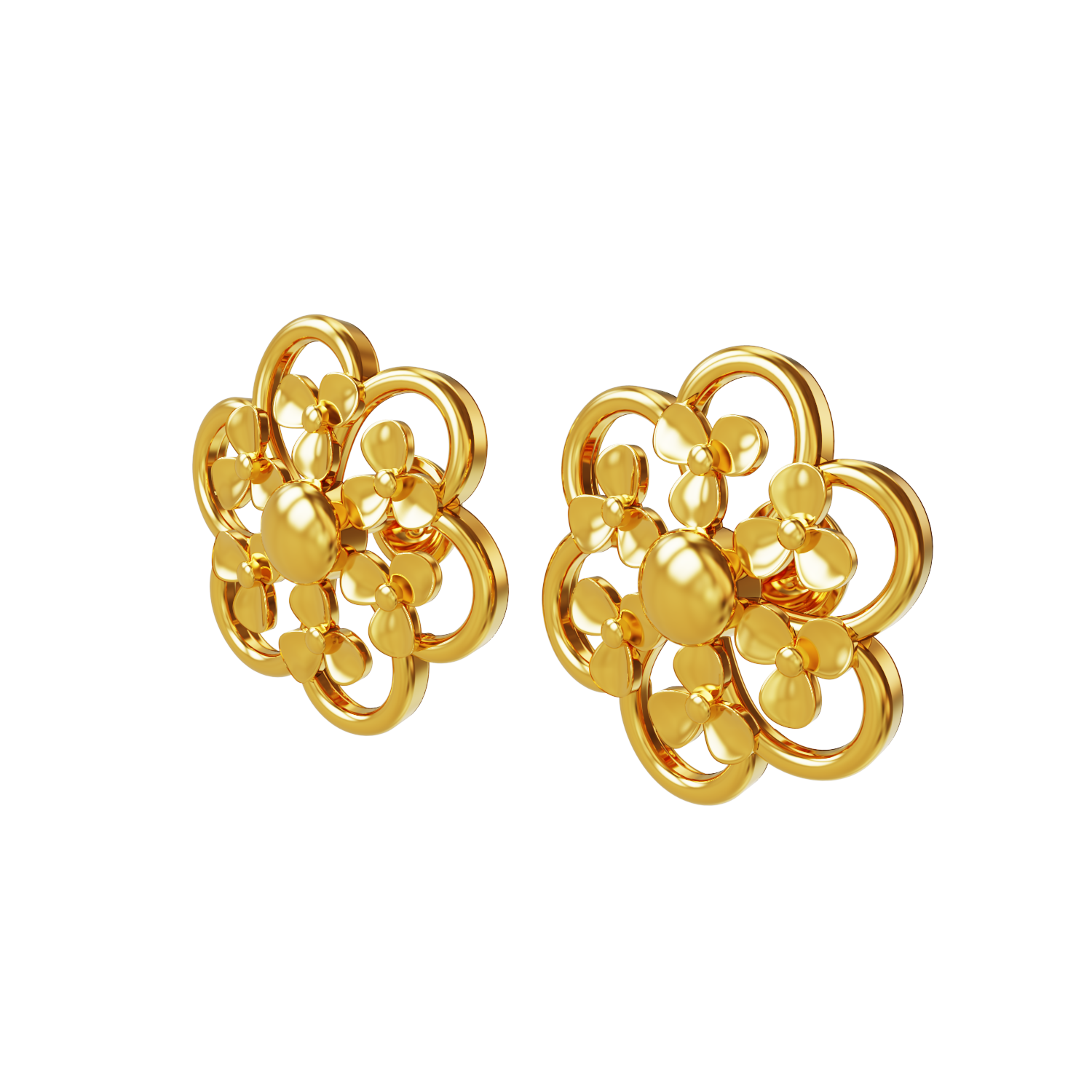 Trendy-Flower-Design-Gold-Earring