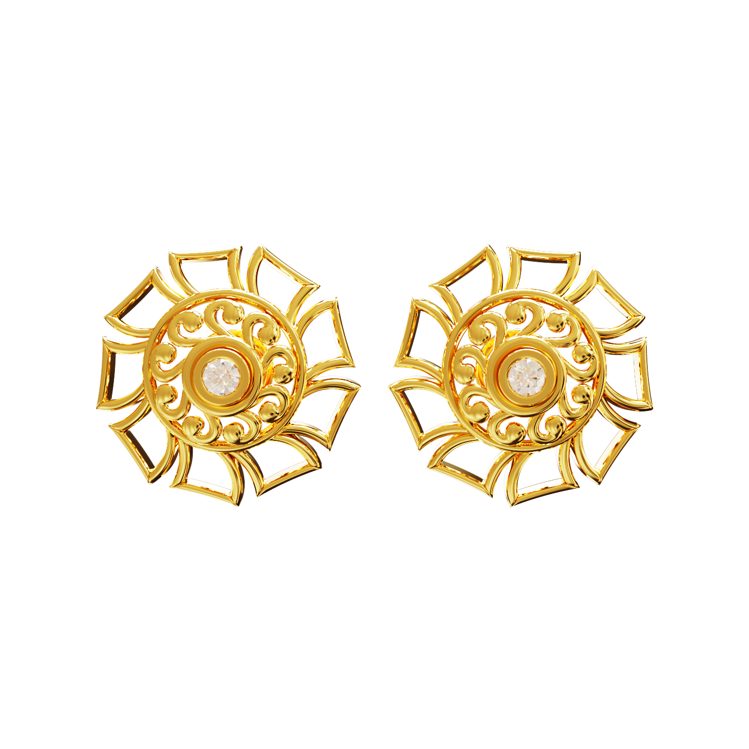 Floral-Design-Earring-with-Stone