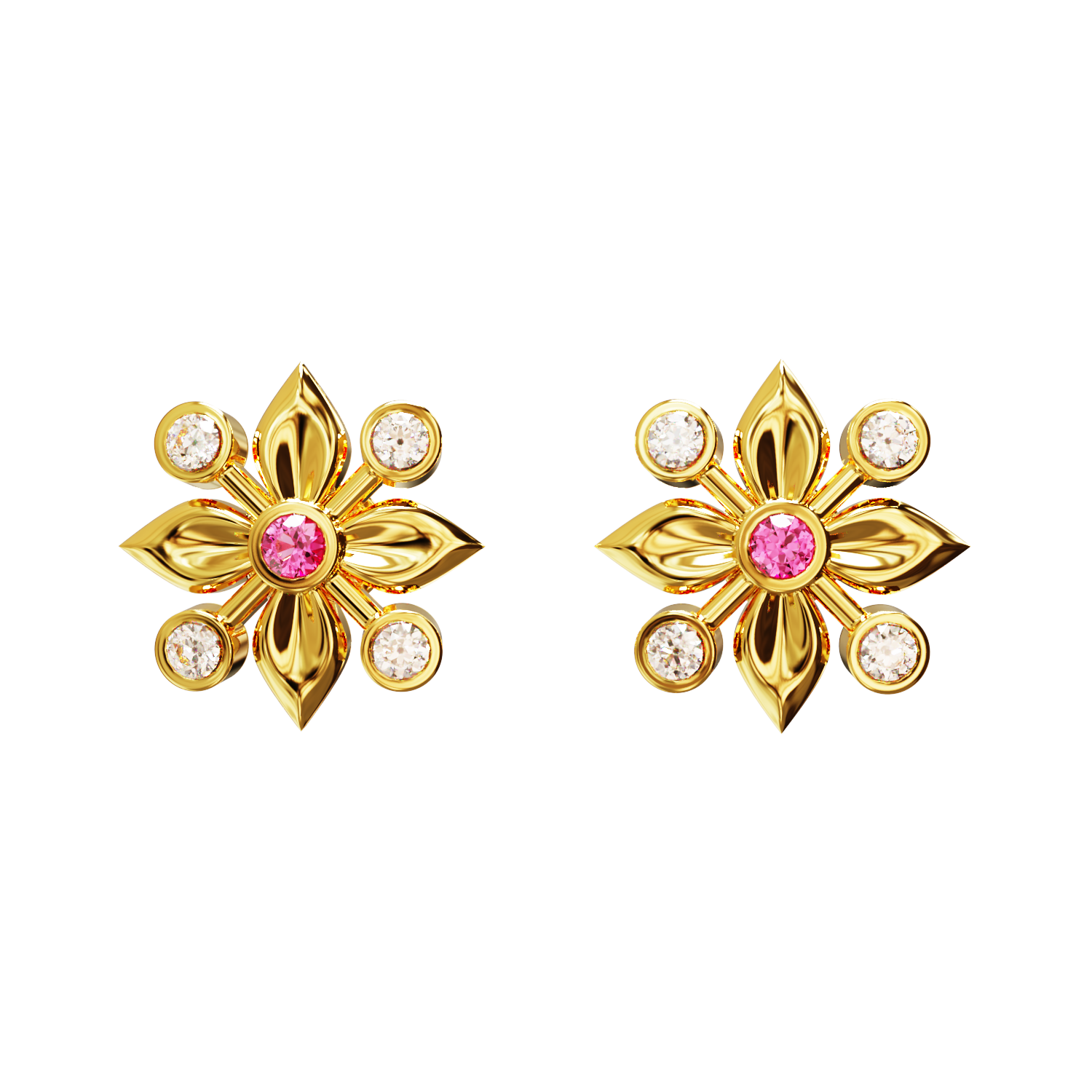 Floral-Earring-with-Stone
