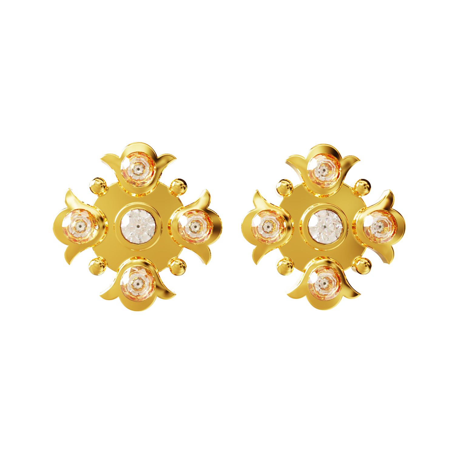 Flower-Gold-Earring-with-Stone