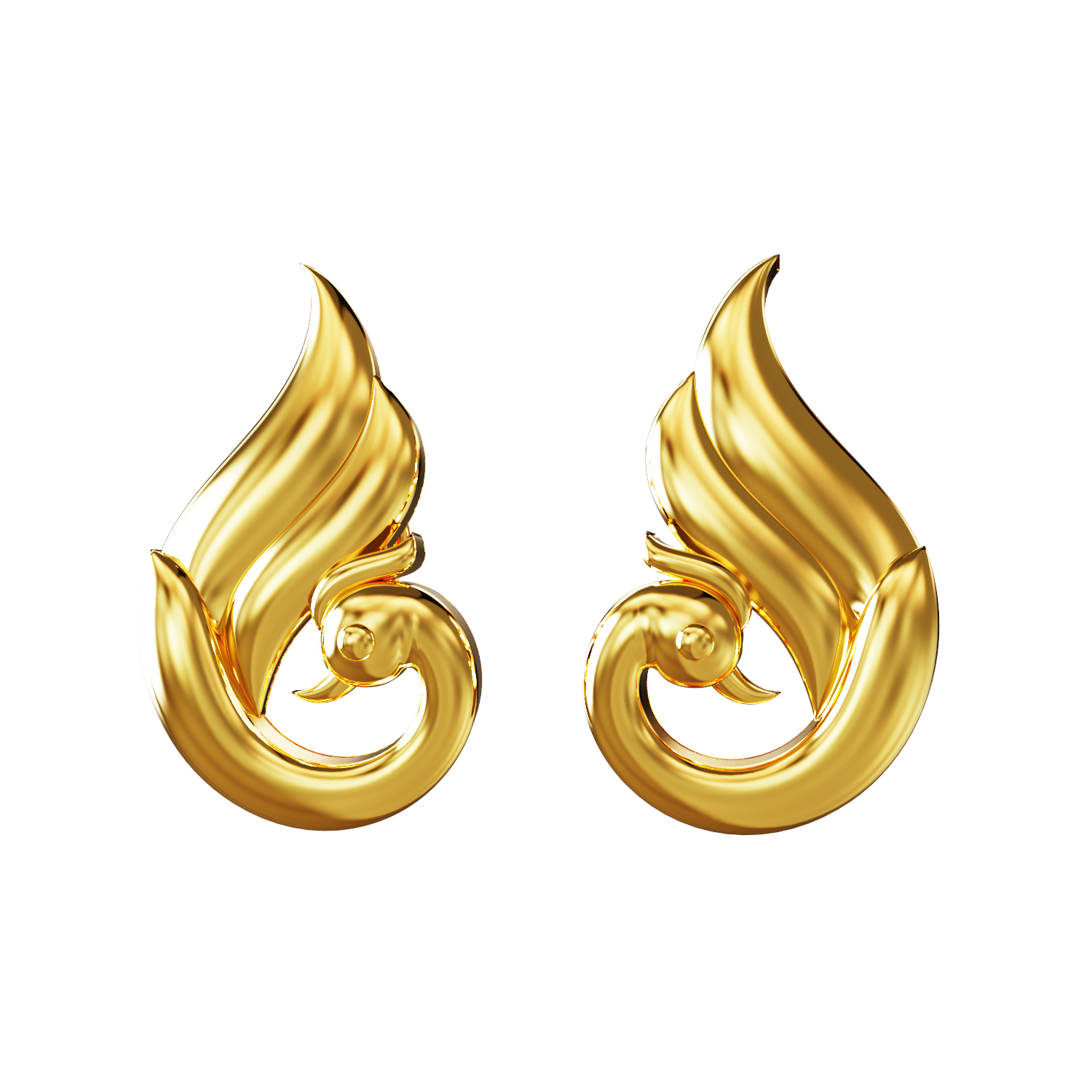 Peacock-Gold-Stud-Earring