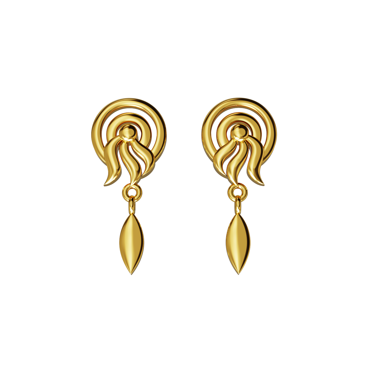 Stud-with-Drops-Gold-Earring