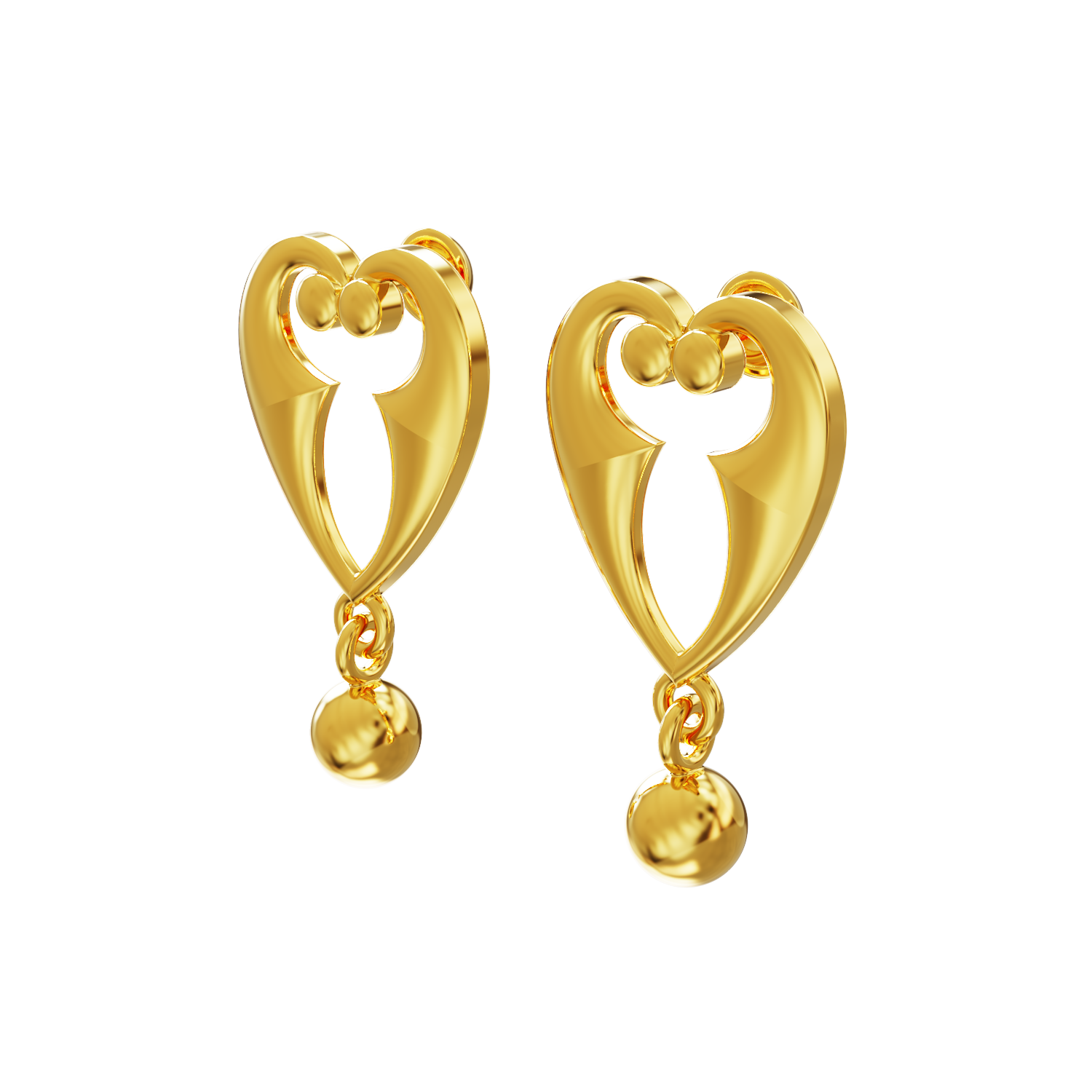 Plain Heart Design Gold Stud Drops 01-09 - SPE Gold-Chennai