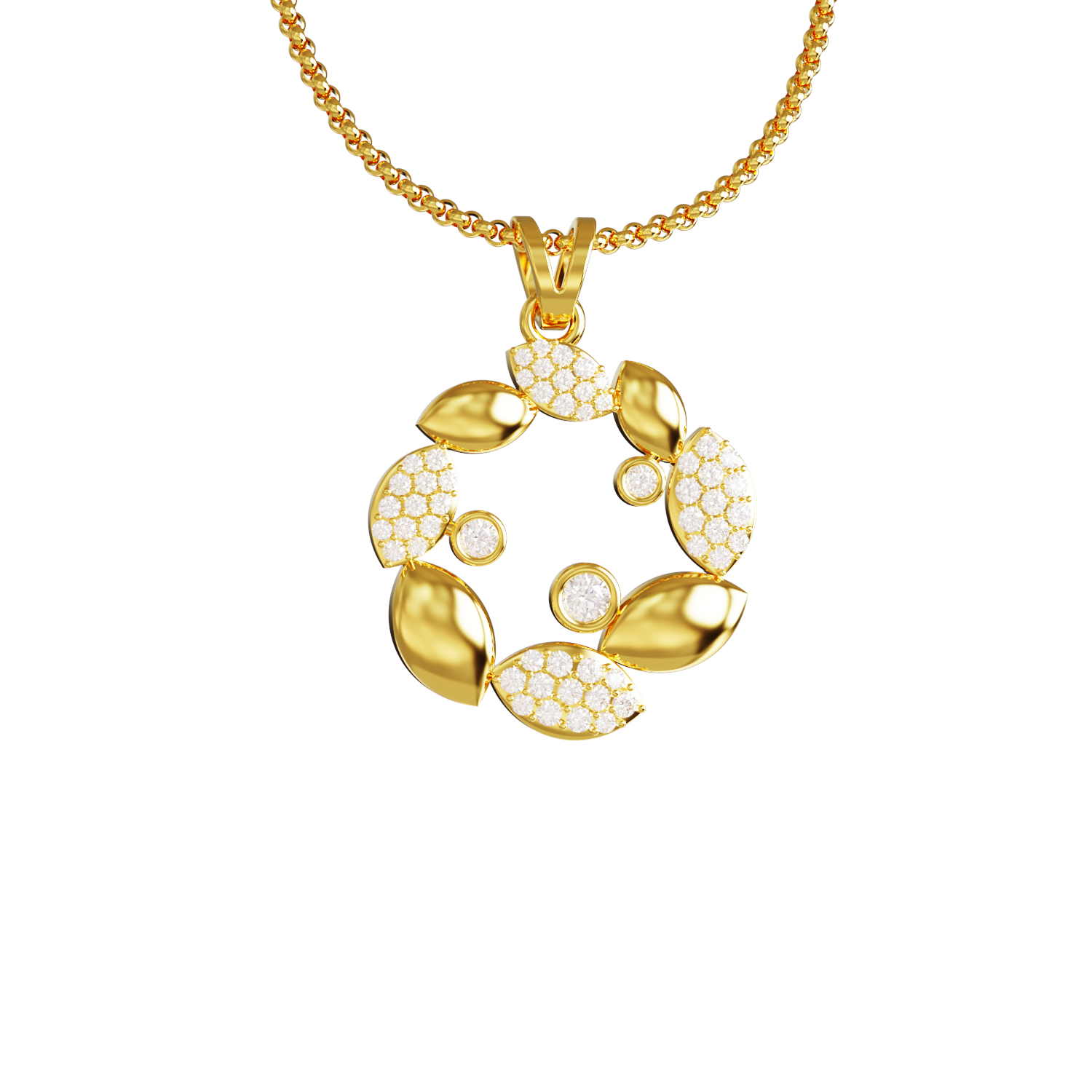 Golden-Flower-Design-stone-pendant