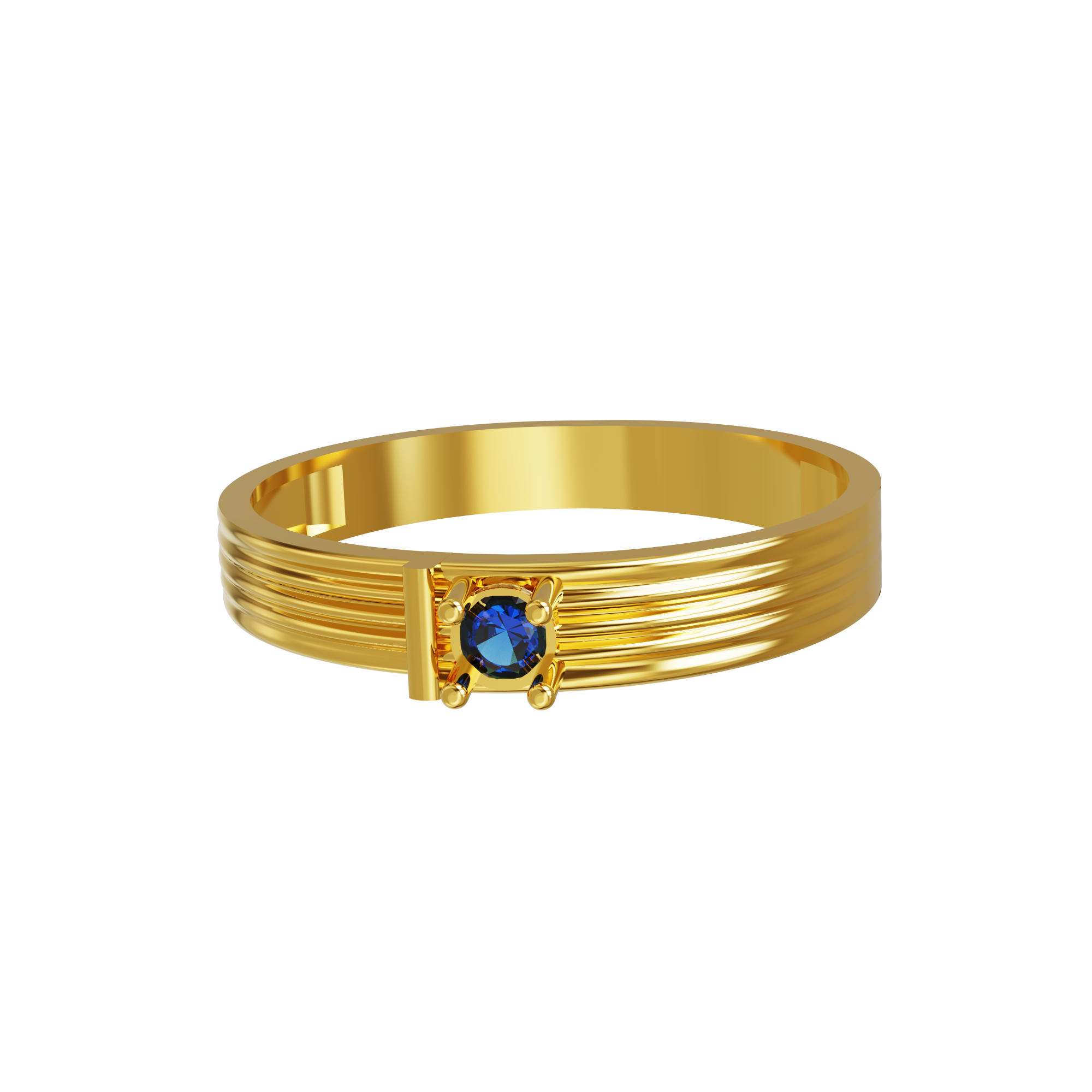 Stone-Stripe-Design-Gents-Gold-Ring