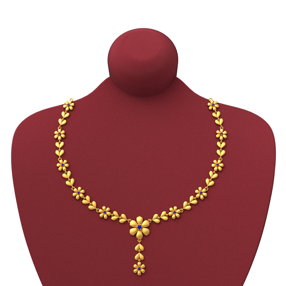 Flower Heart Design Gold Necklace