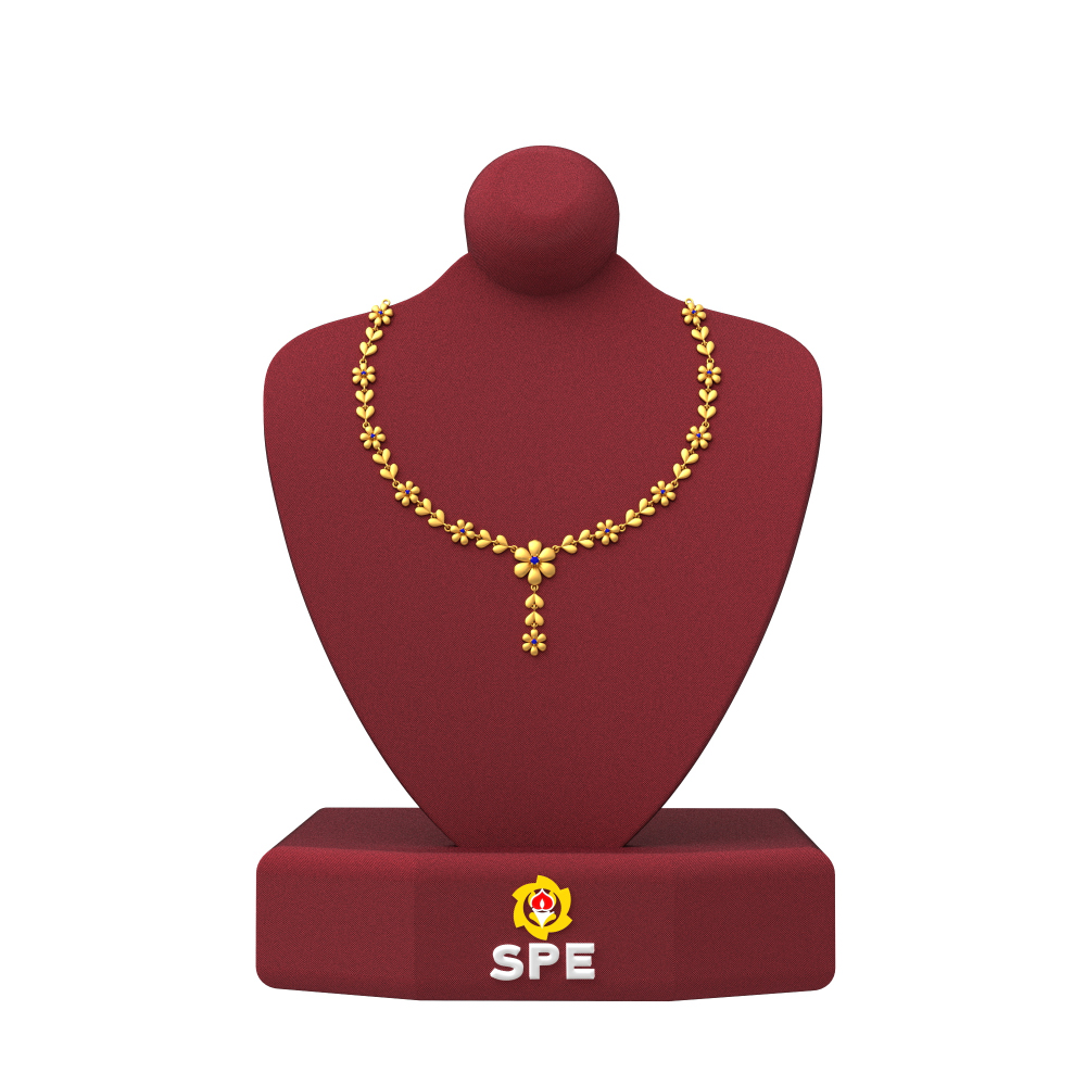 SPE Gold Flower Heart Design Gold Necklace