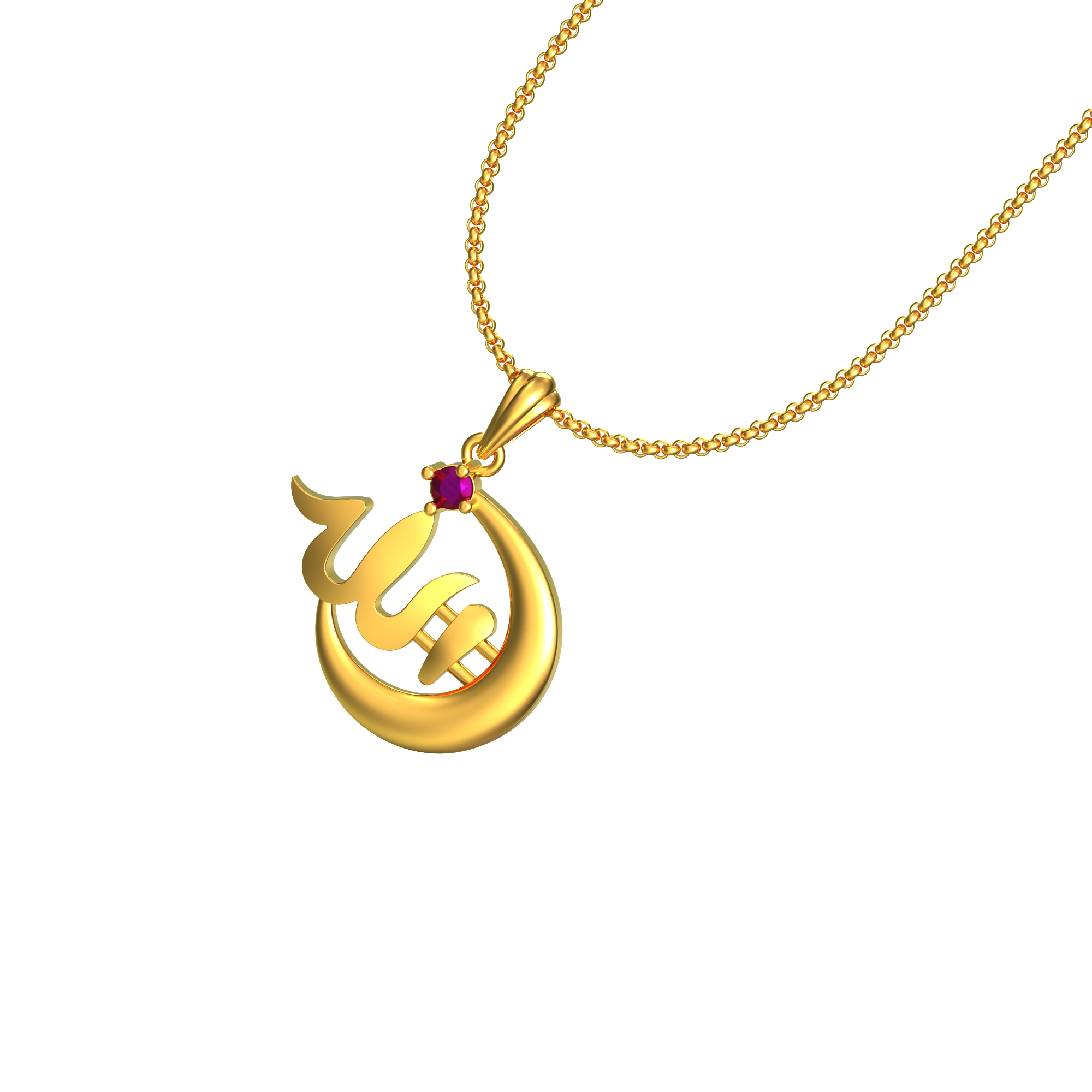 Allah Islamic Arabic Letter Gold Pendant