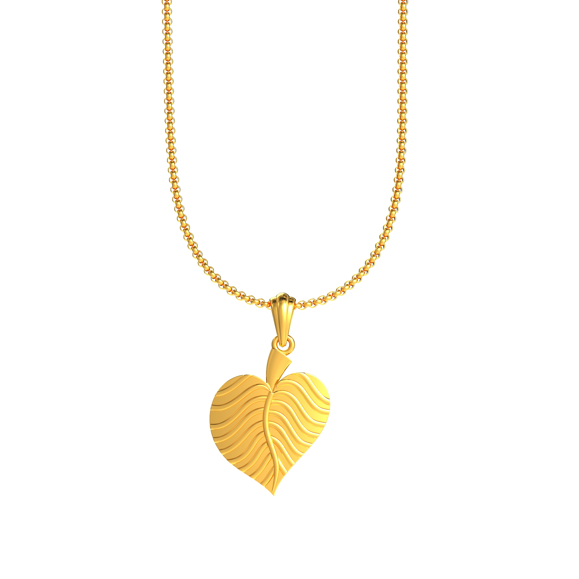 Betel Leaf Design Gold Pendant Online