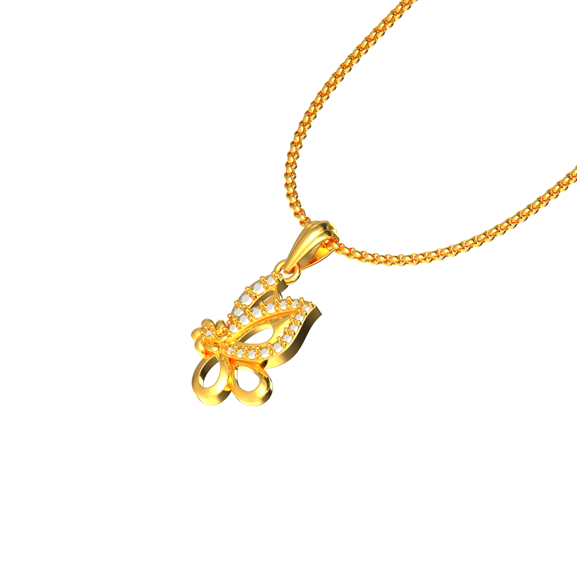 Butterfly Design Gold Stone Pendant