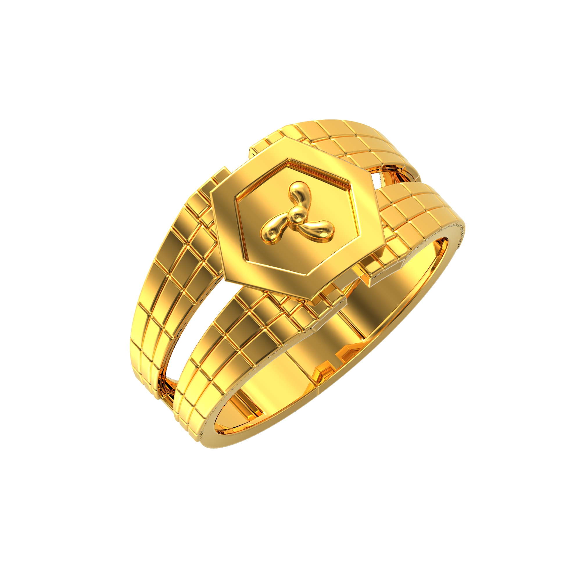 Floral Design Gold Male Ring Poonamallee