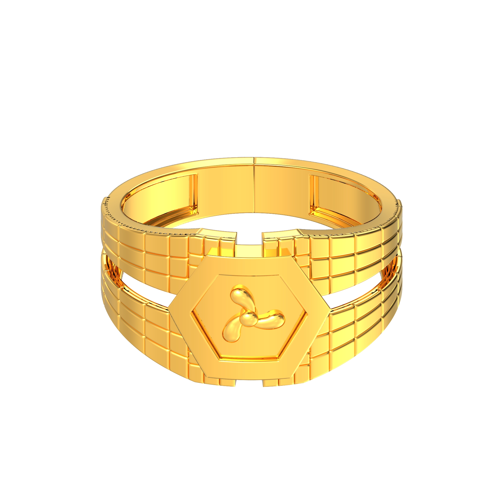 Floral Design Gold Male Ring