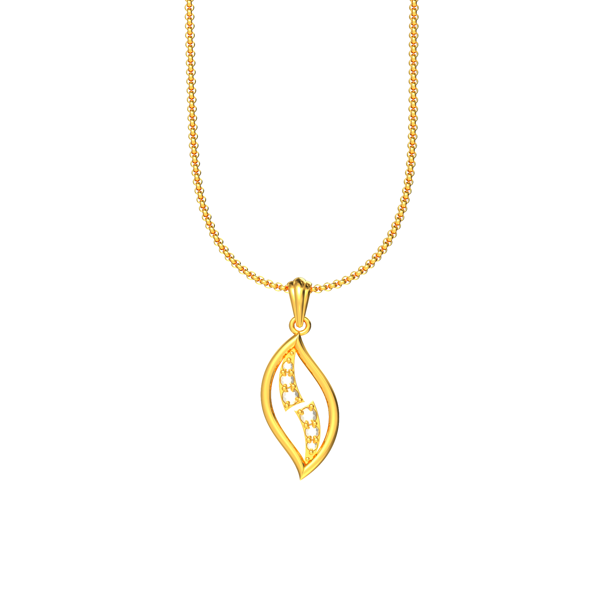 Leaf Design Gold Stone Pendant