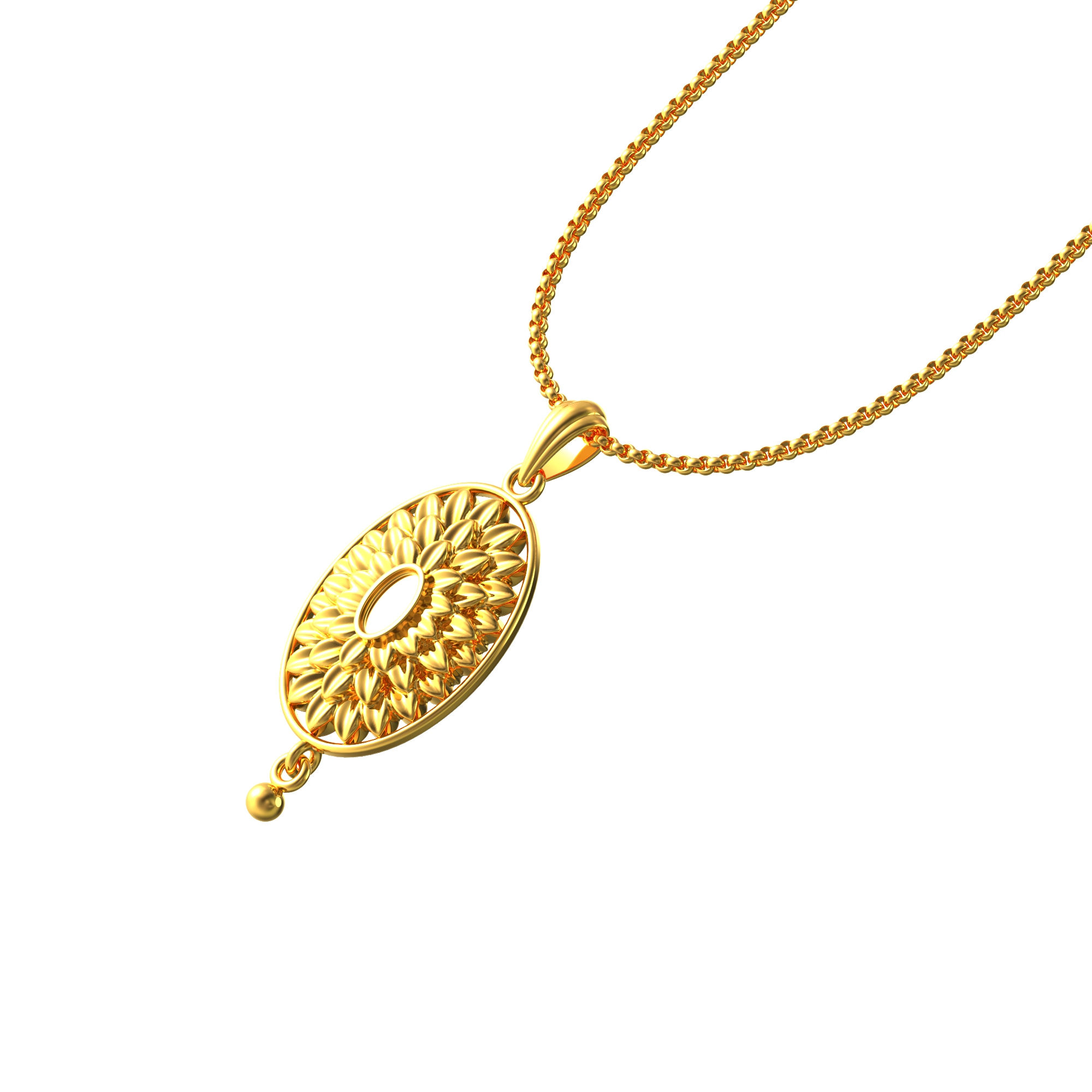 Oval Shape Design Gold Pendant Poonamallee