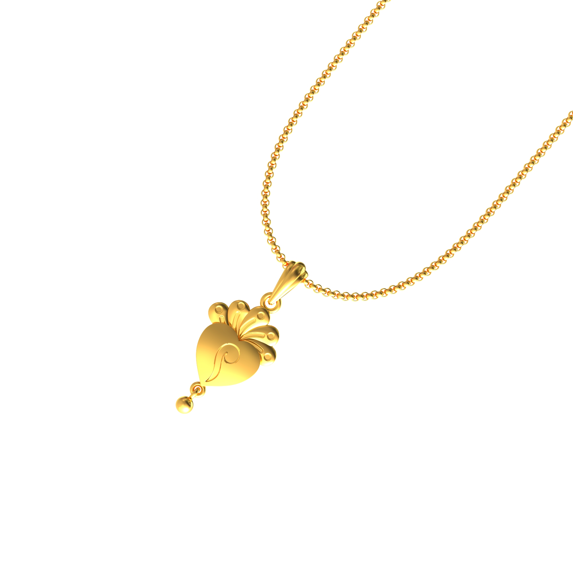 Traditional Heart Shaped Gold Pendant Poonamallee