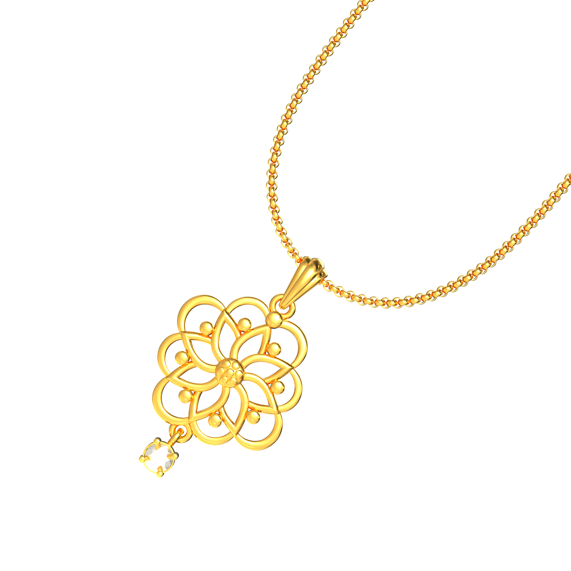 Trendy Floral Design Gold Pendant Online