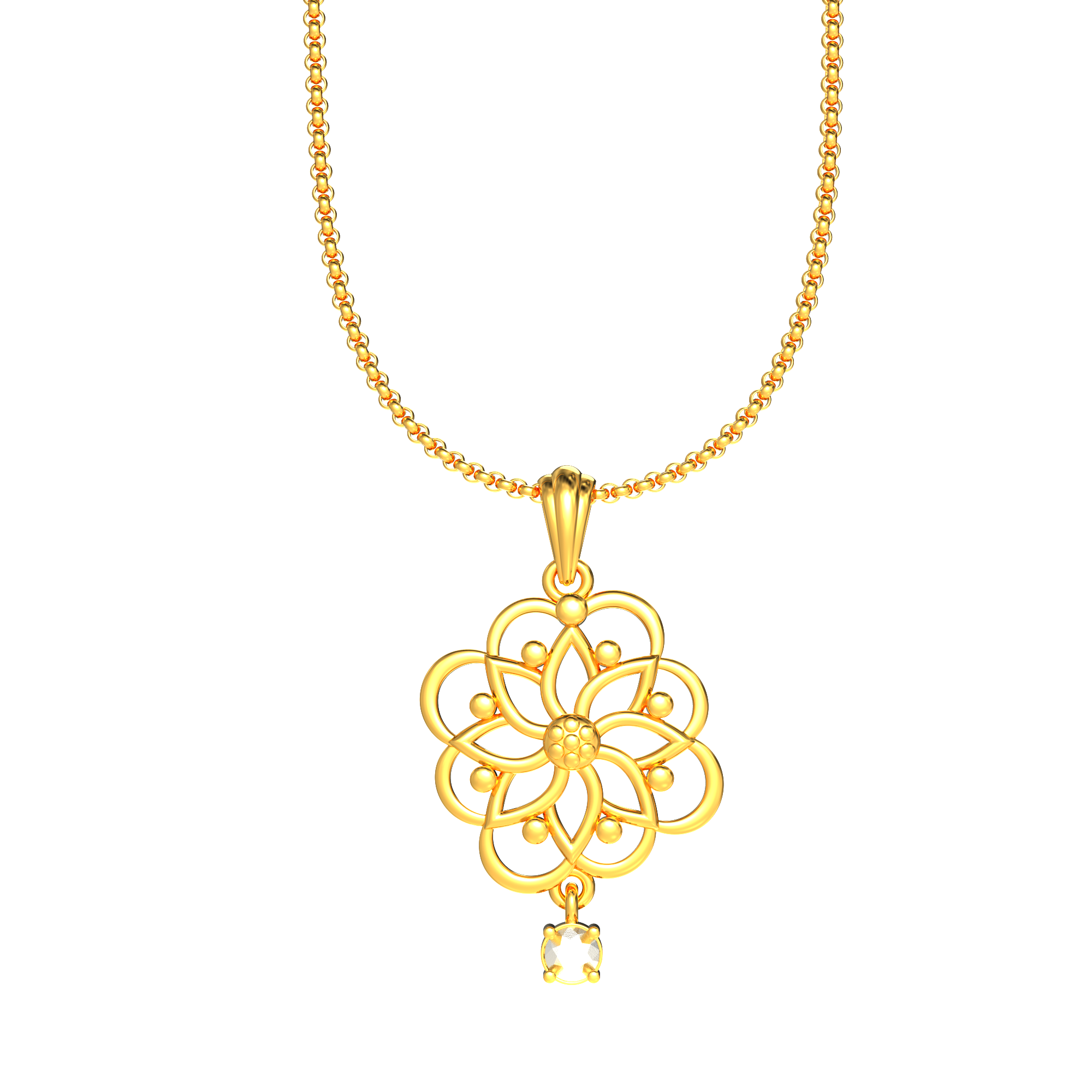 Trendy Floral Design Gold Pendant