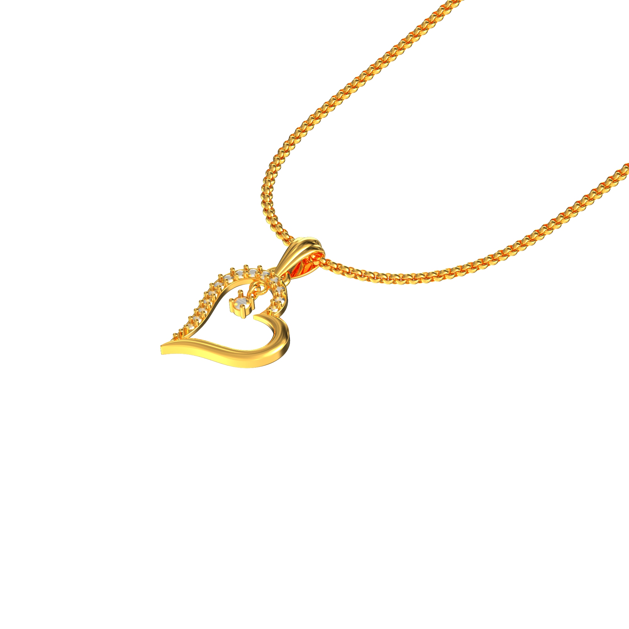 Trendy Heart Shaped Gold Pendant Poonamallee