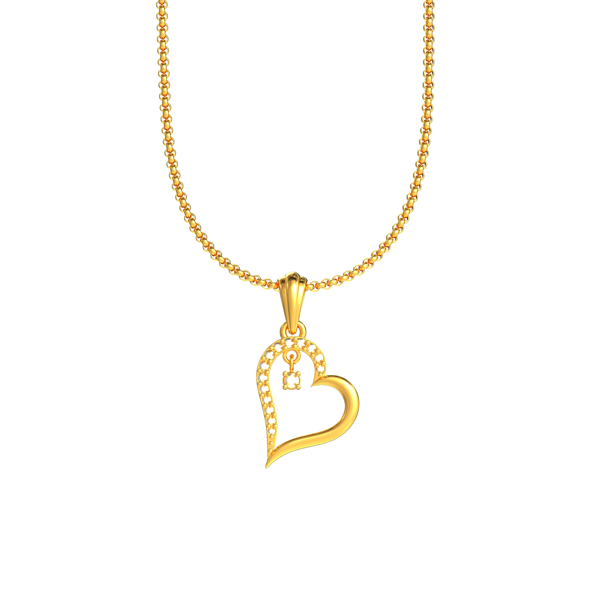 Trendy Heart Shaped Gold Pendant