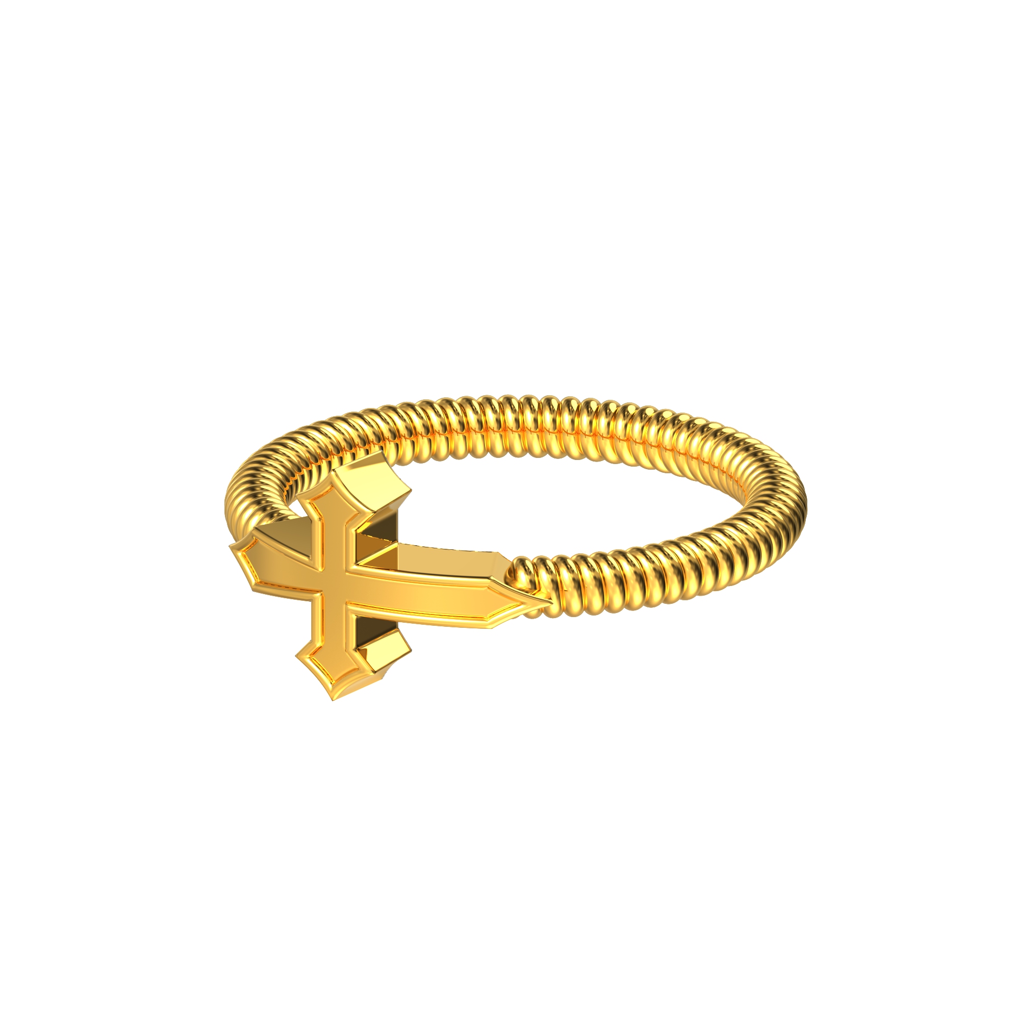 Christian cross gold ring