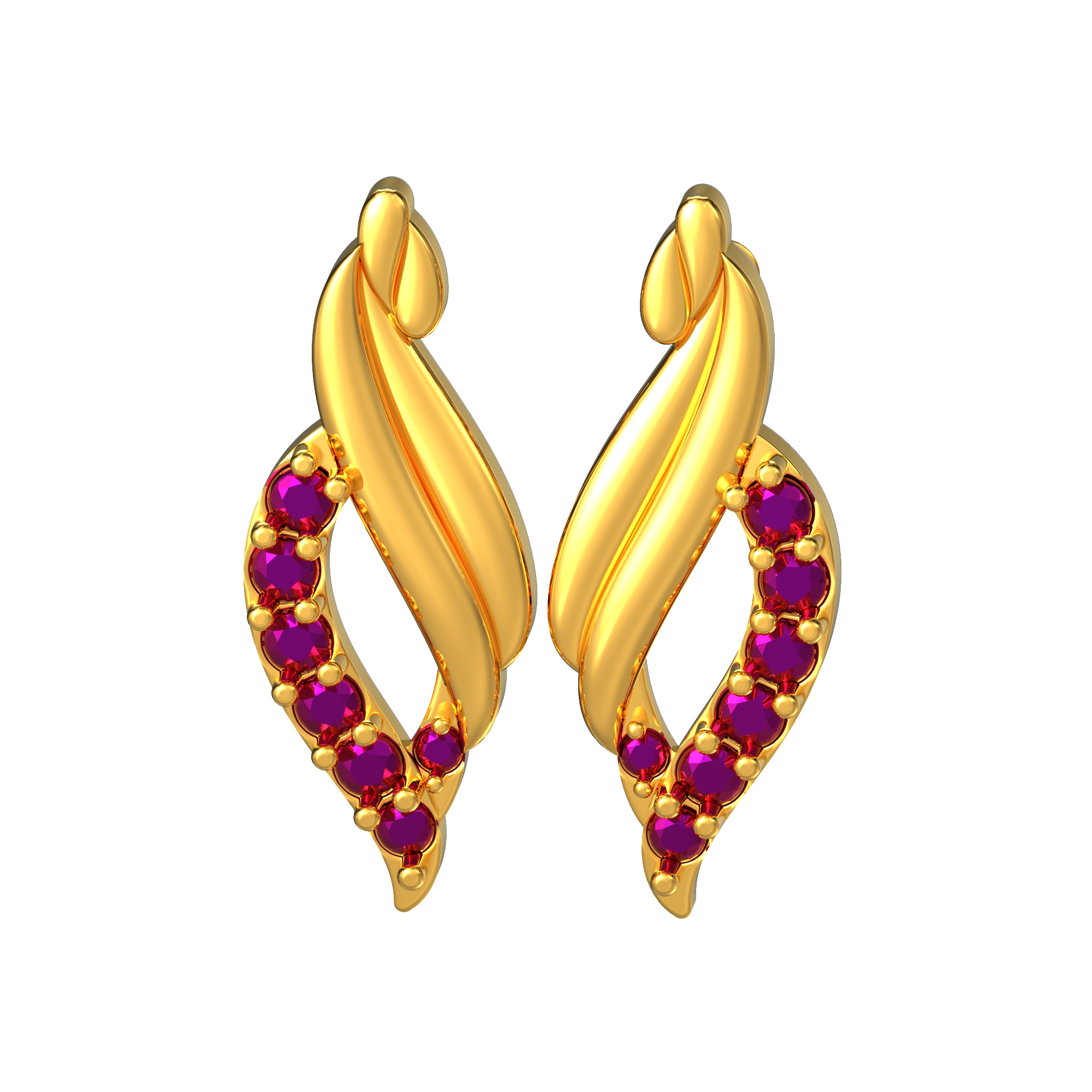 Curve Wave Design Gold Earrings