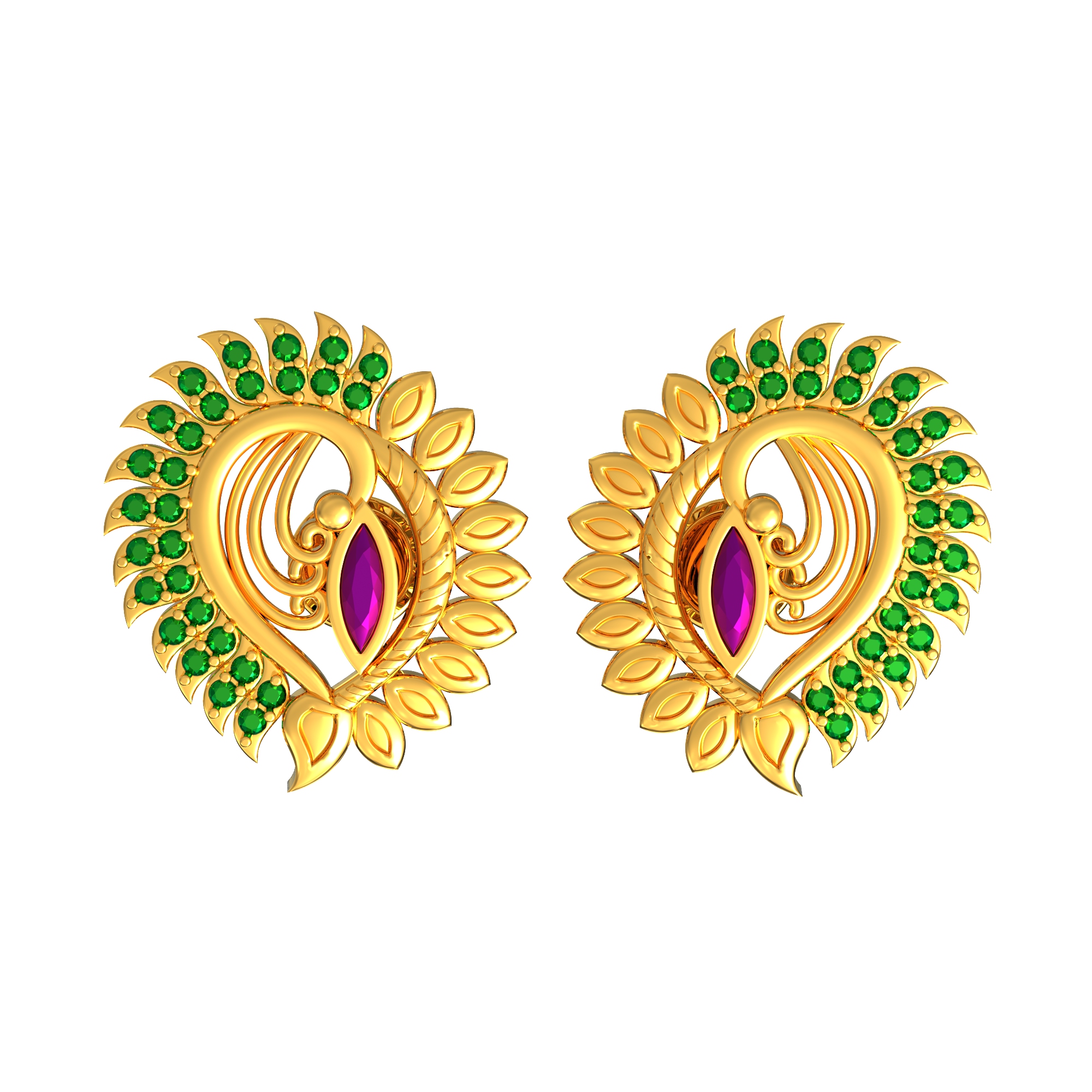 Fancy Peacock Stone Stud Earrings