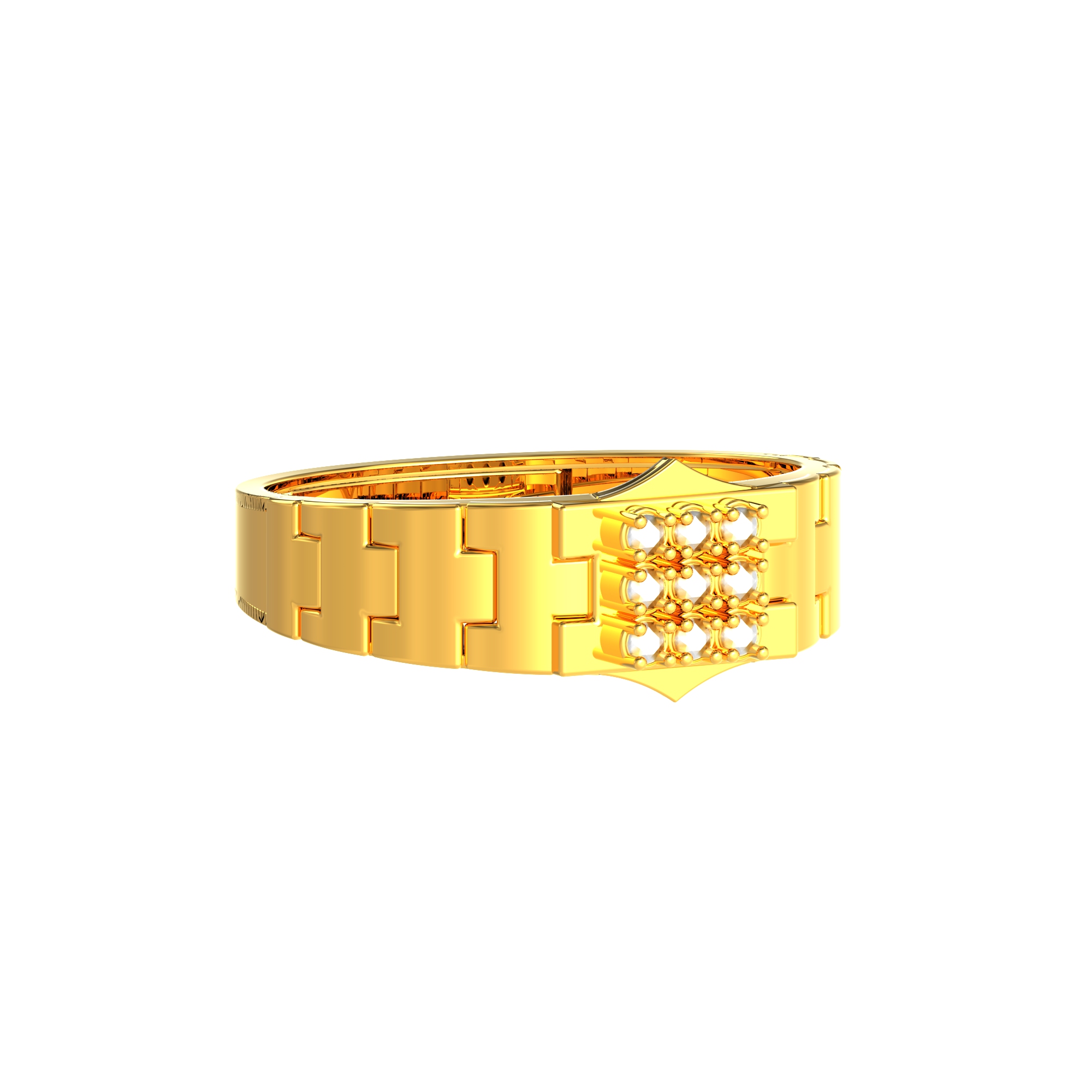 Geometric Square Grid Pattern Gold Ring