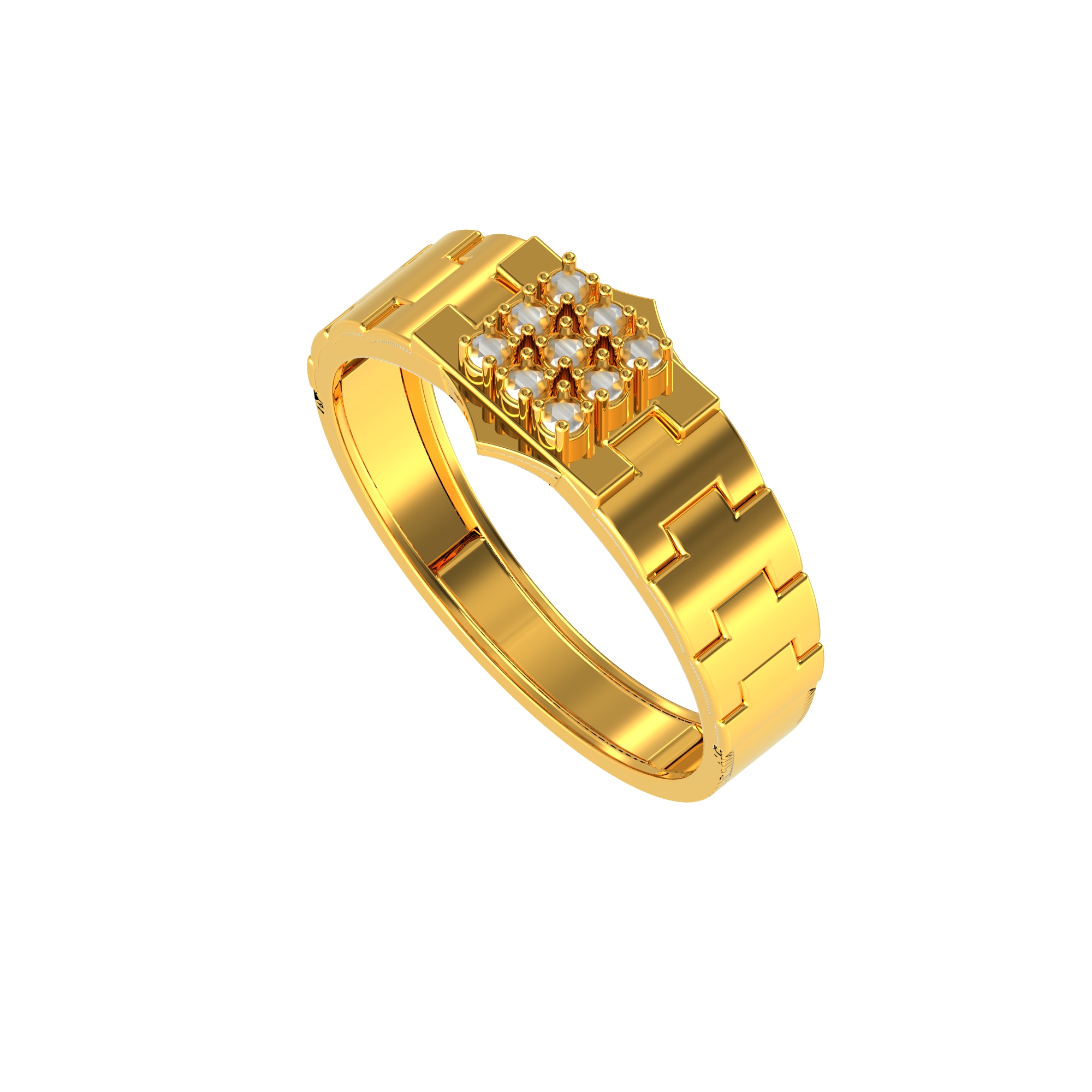Geometric Square Pattern Gold Ring