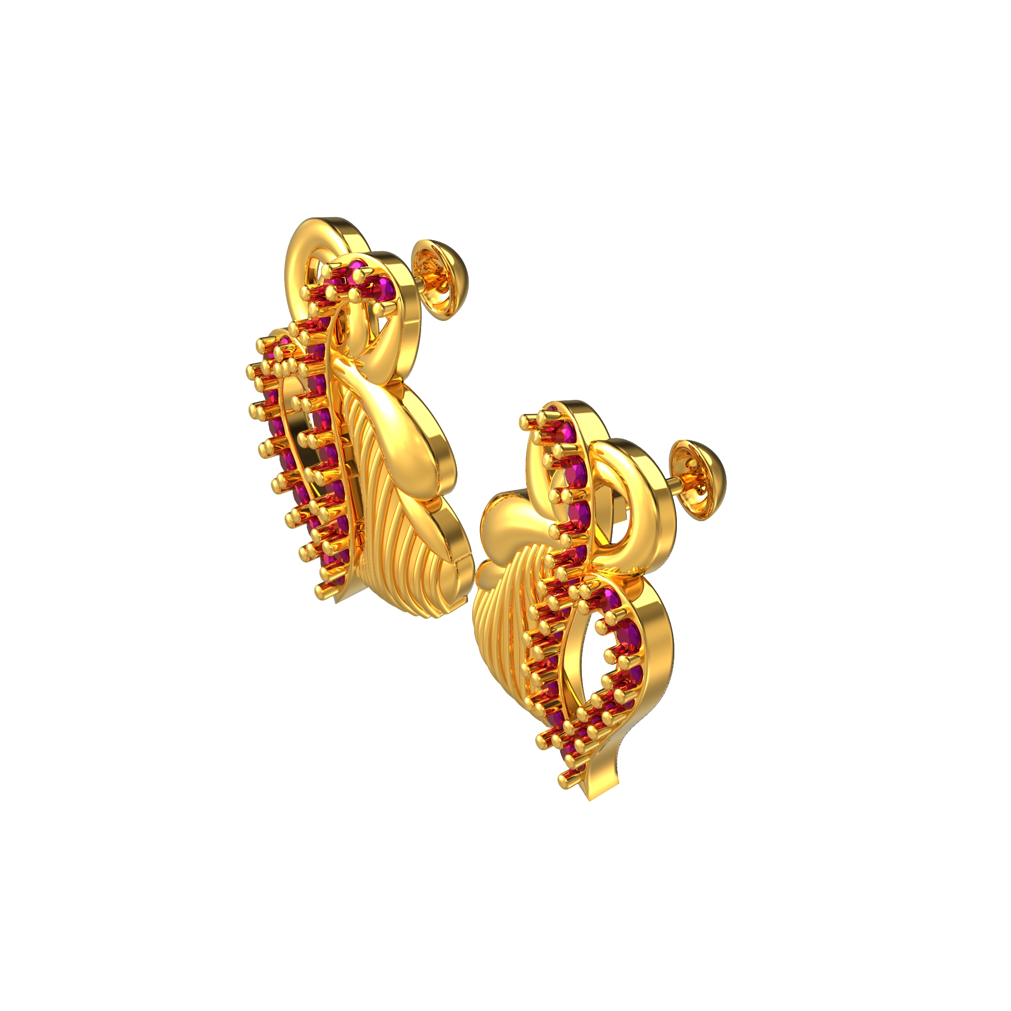 Gleaming Curve Design Gold Earrings Online