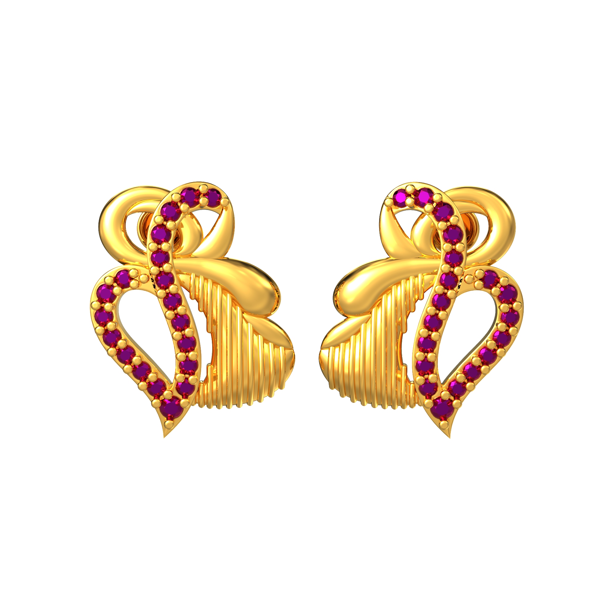 Gleaming Curve Design Gold Earrings