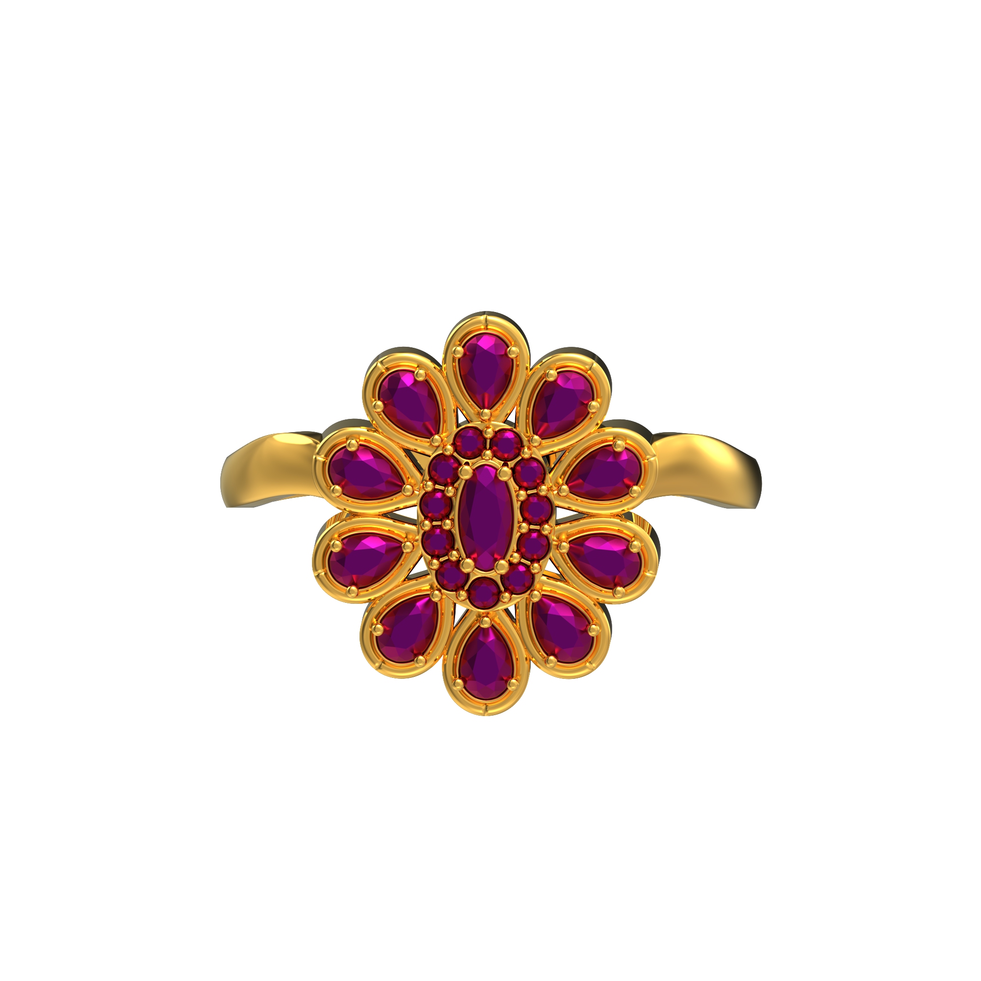 Natural Floral Design Gold Stone Ring