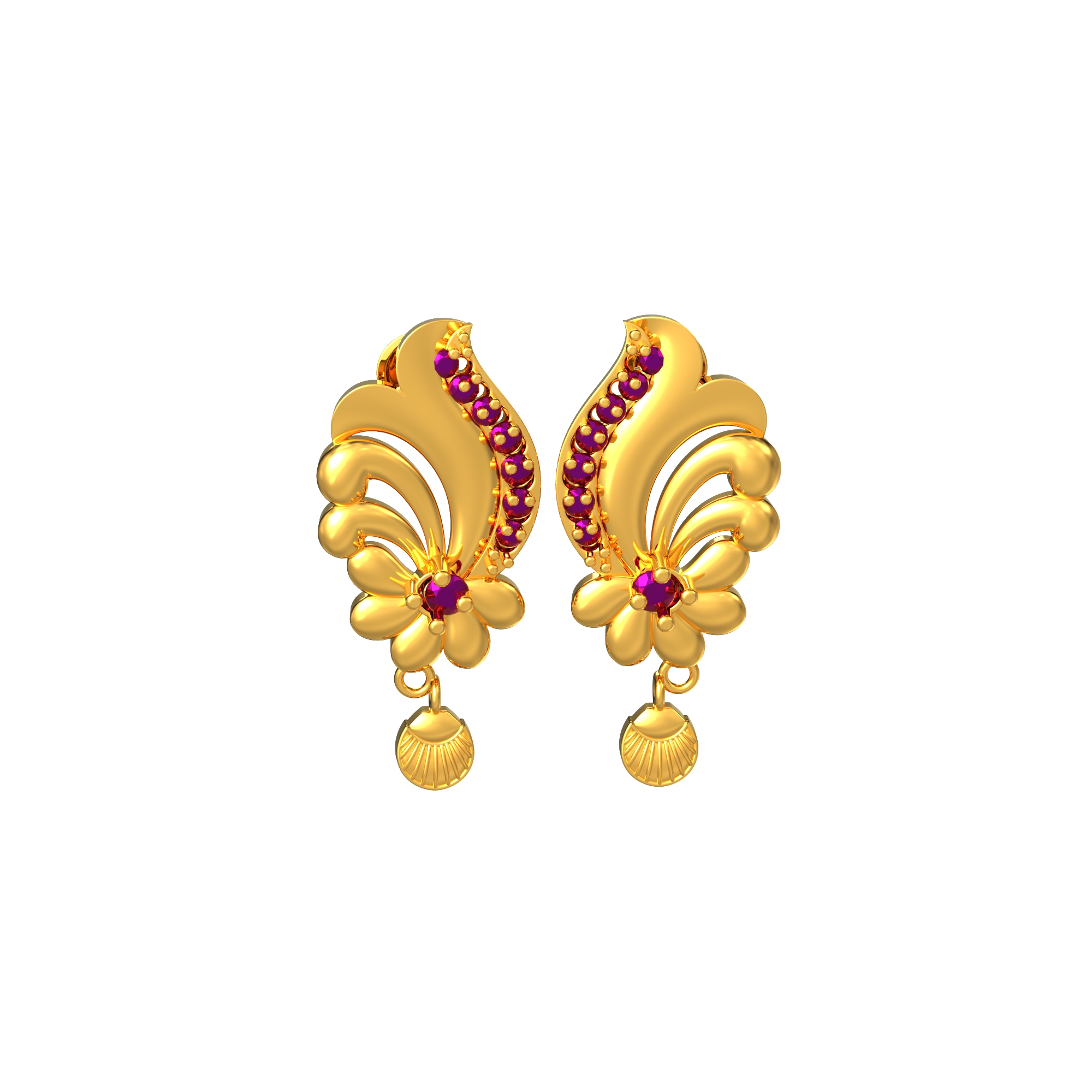 Pretty Floral Design Gold Earrings