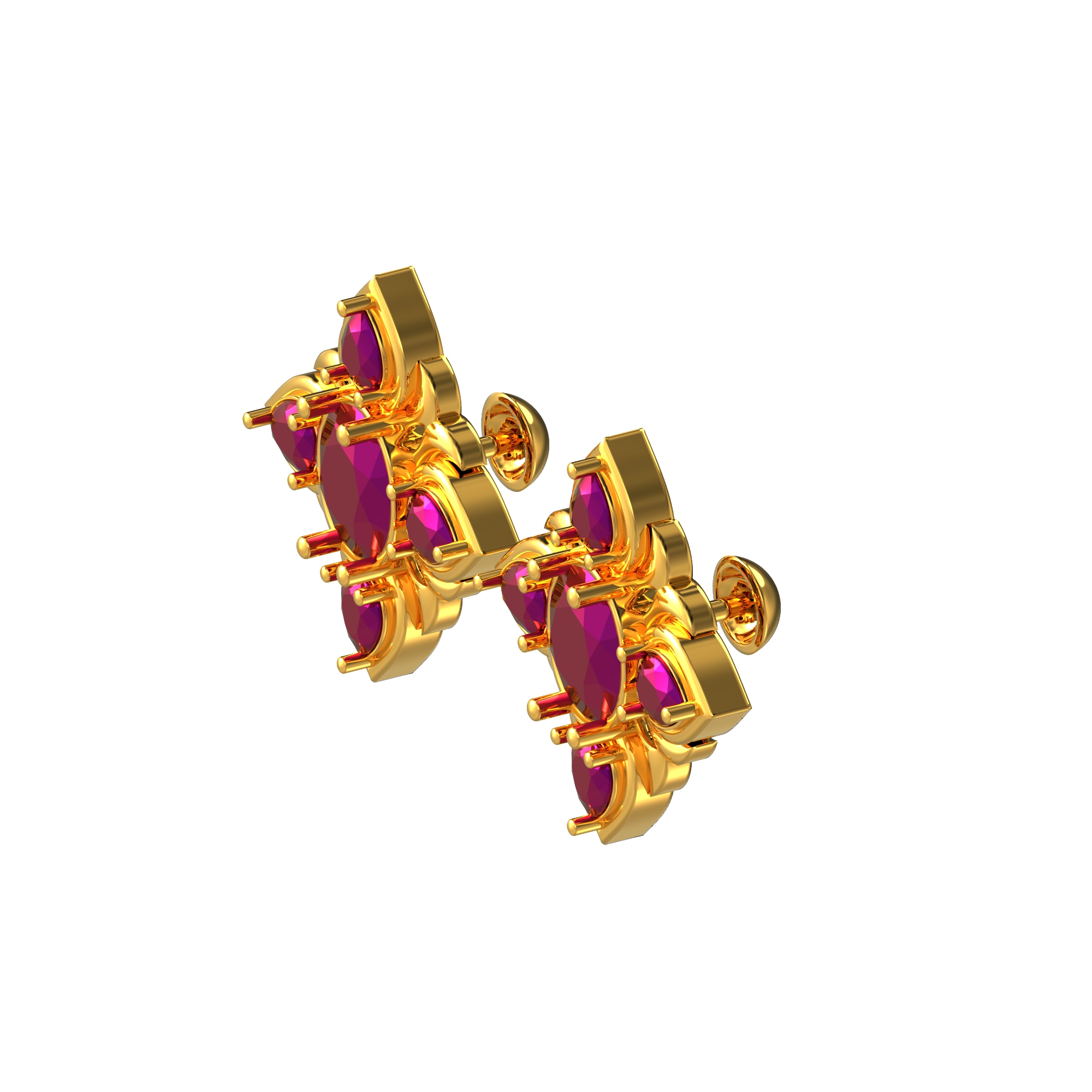 Square Gold Stone Stud Earrings Online