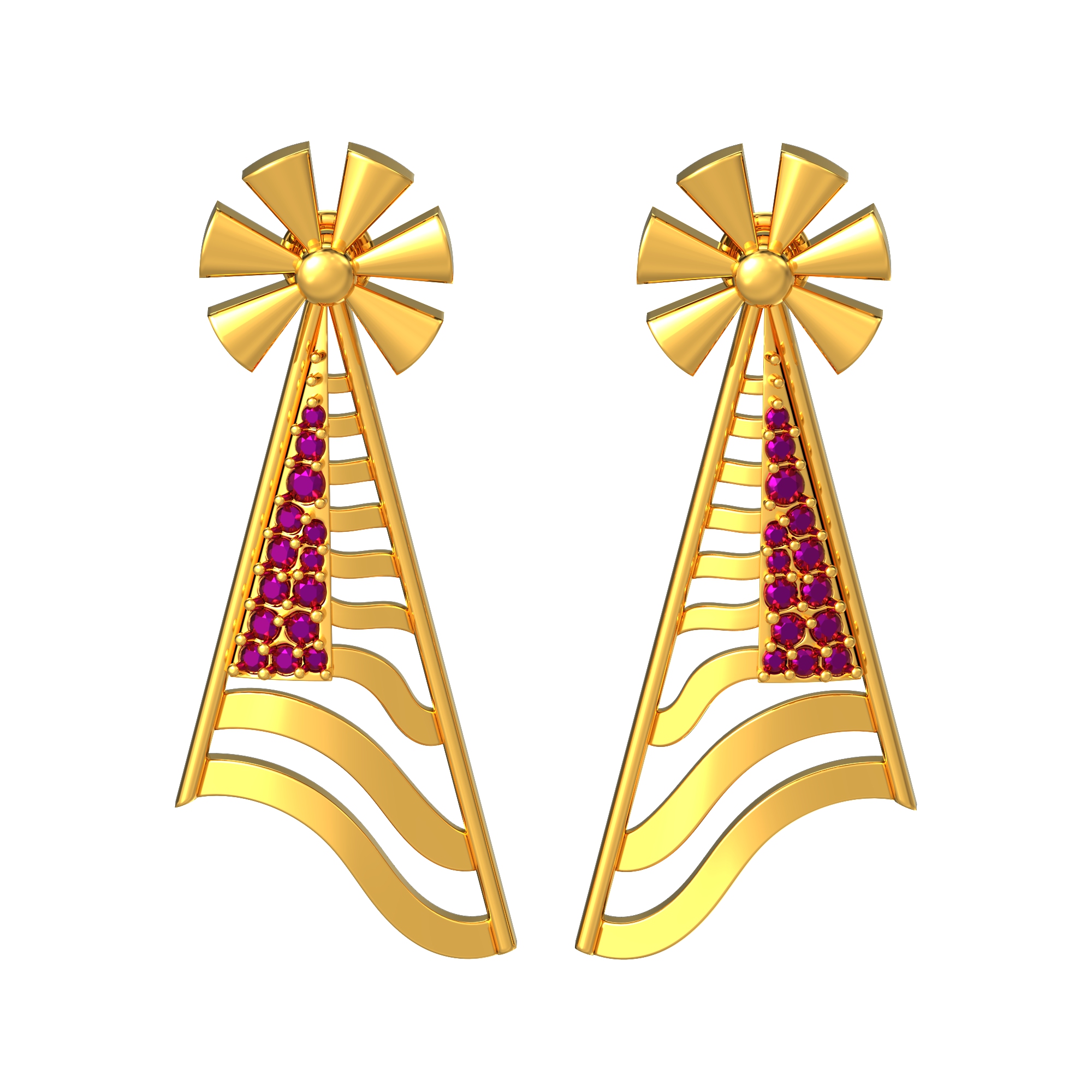 Windmill Design Gold Earrings Online