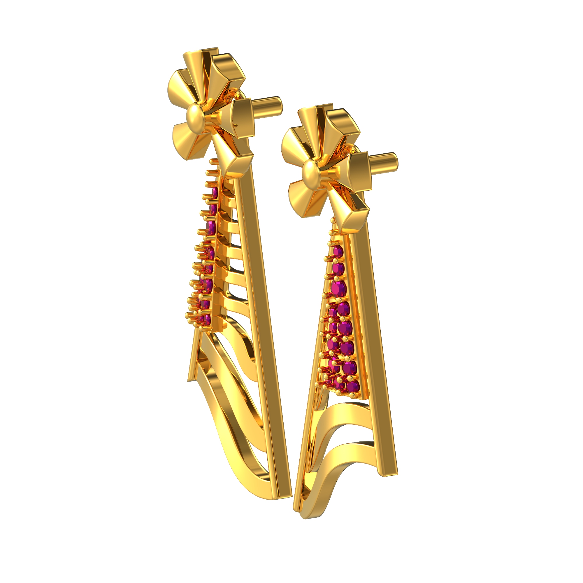 Windmill Design Gold Earrings