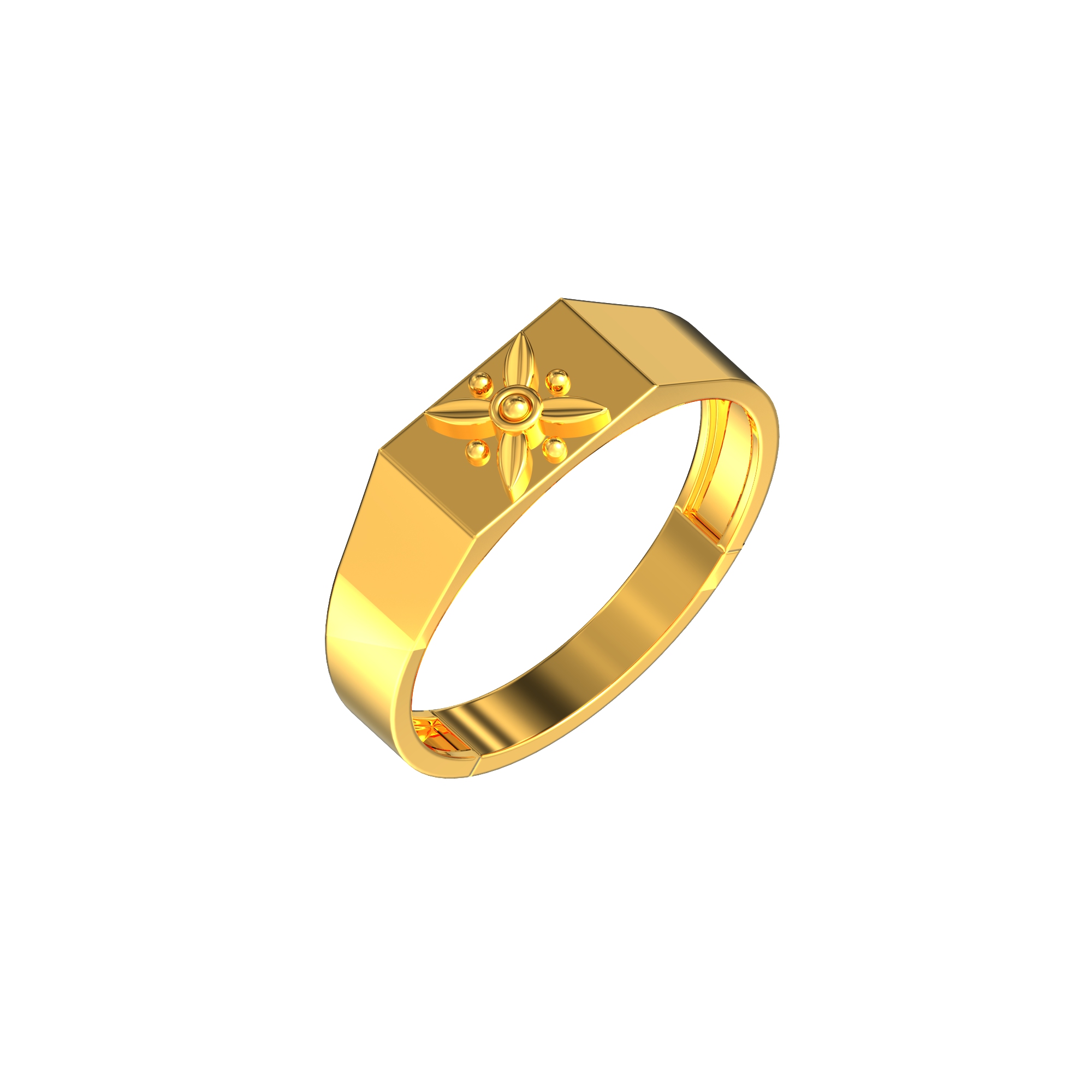Gents Floral Design Gold Ring