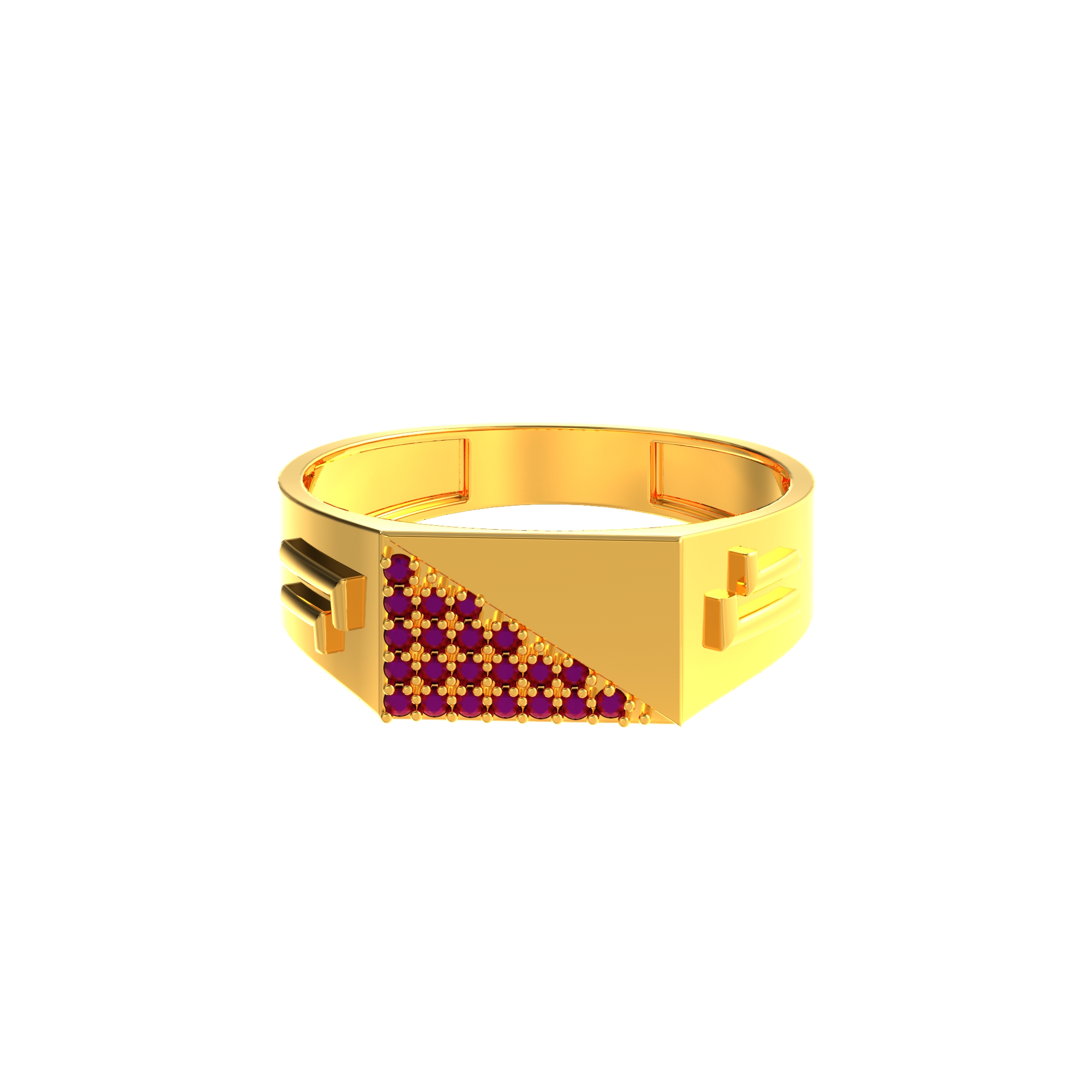 Gents Gold Ring With Geometric Design