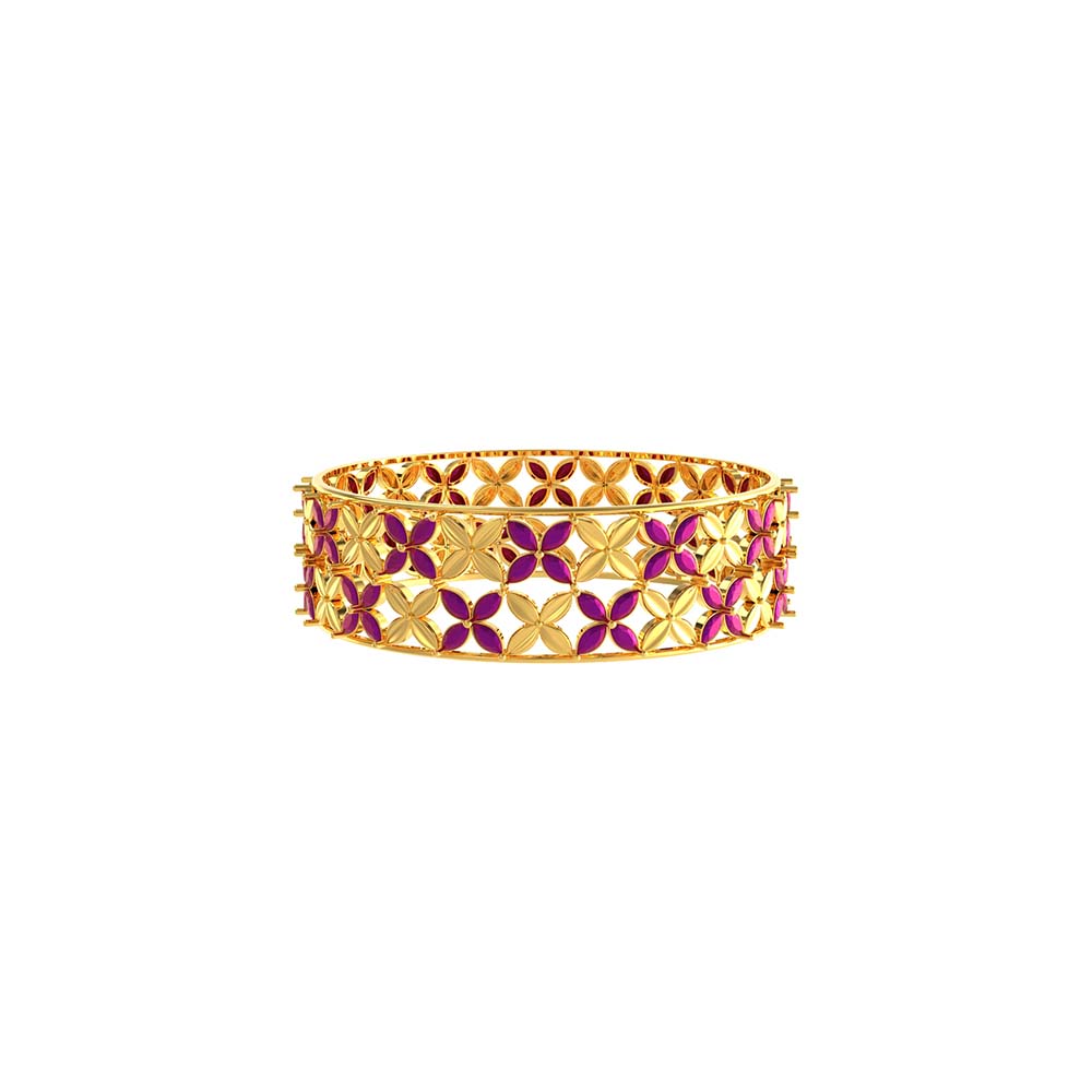 Gold Bangles With Multiple Flower