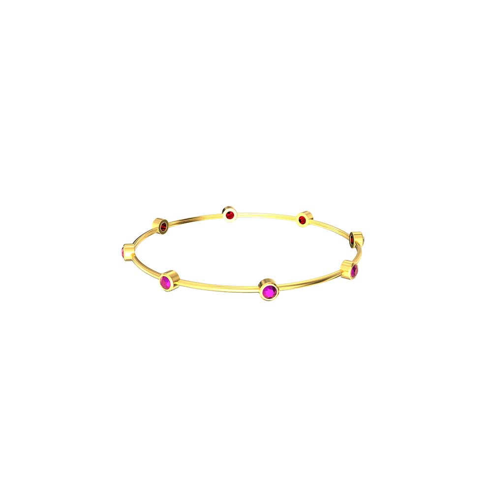 Gold Bangles With Pink Stone