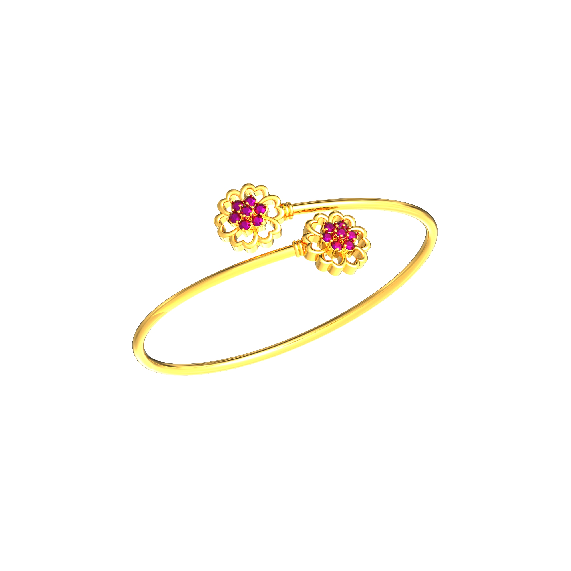Gold Bracelet with Flower Ends