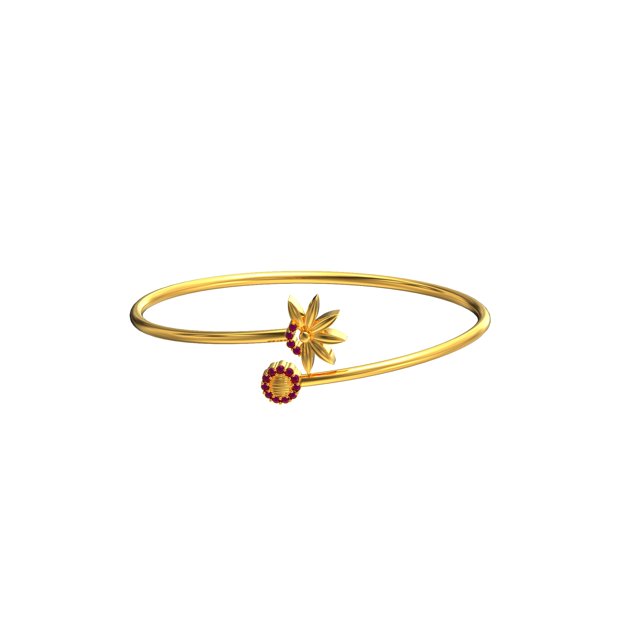 Gold Bracelet with Flowers At The End