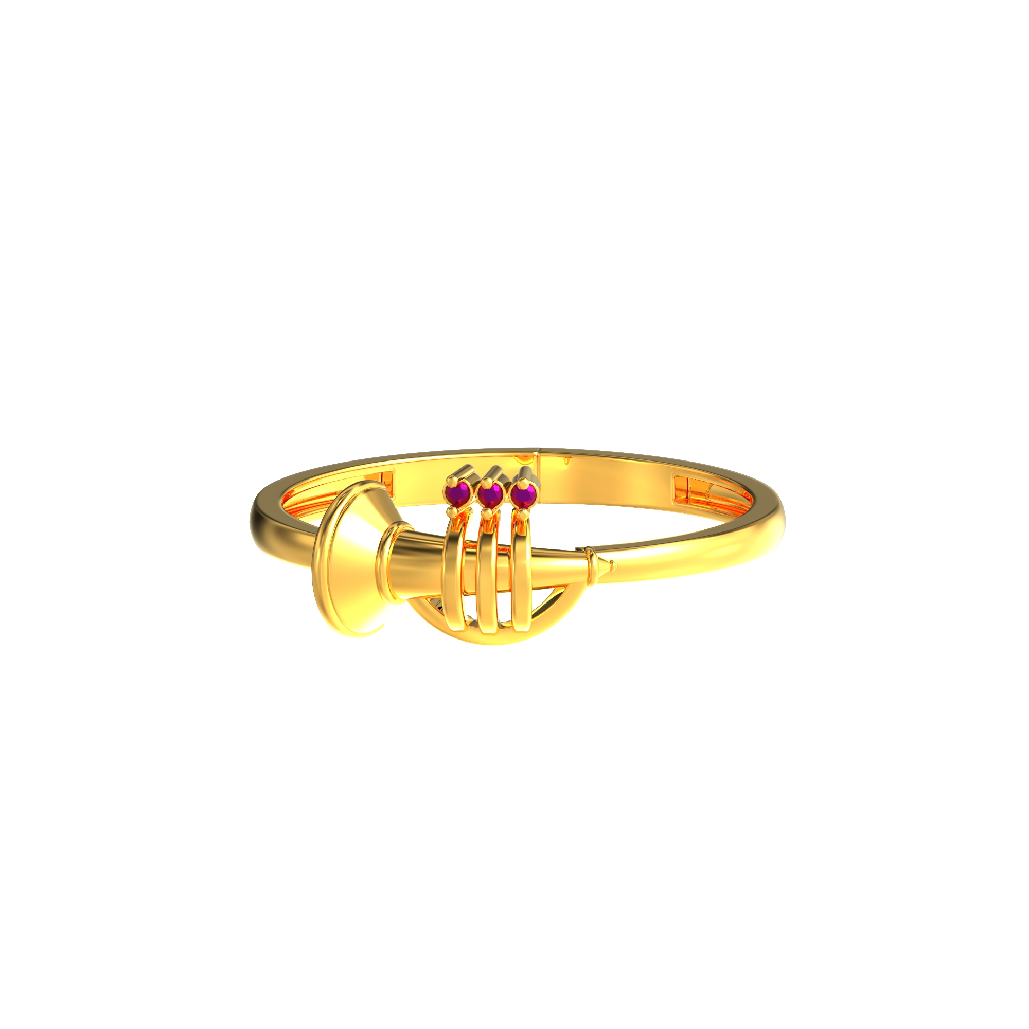 Trumpet Design Gold Ring For Gents