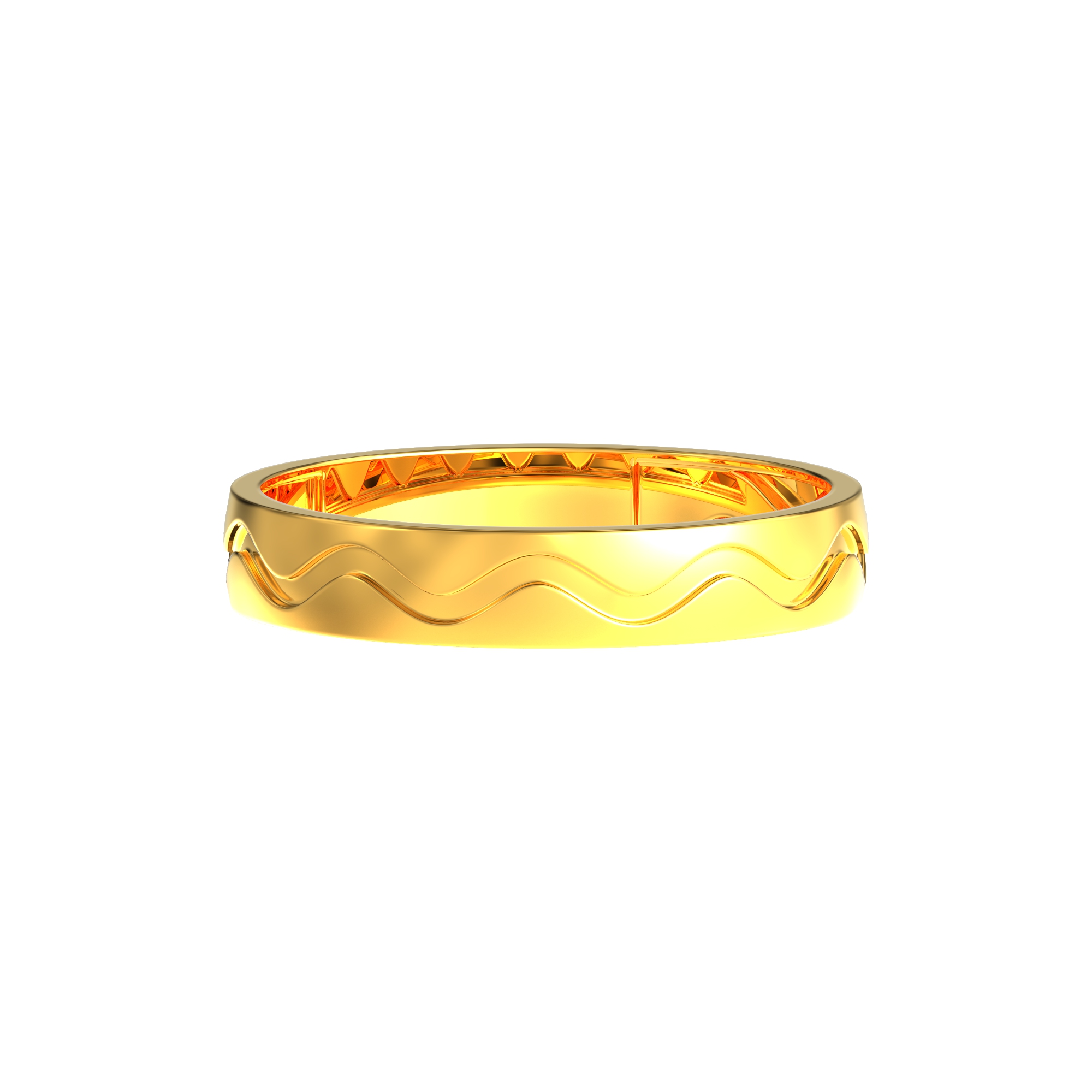 Curve Line Design Gents Gold Ring-02-03